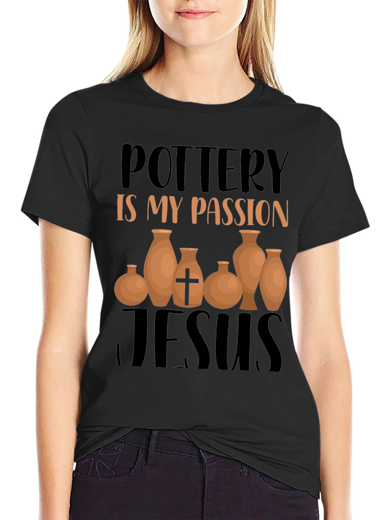 Black Pottery is My Passion Jesus T-Shirt Black view 2
