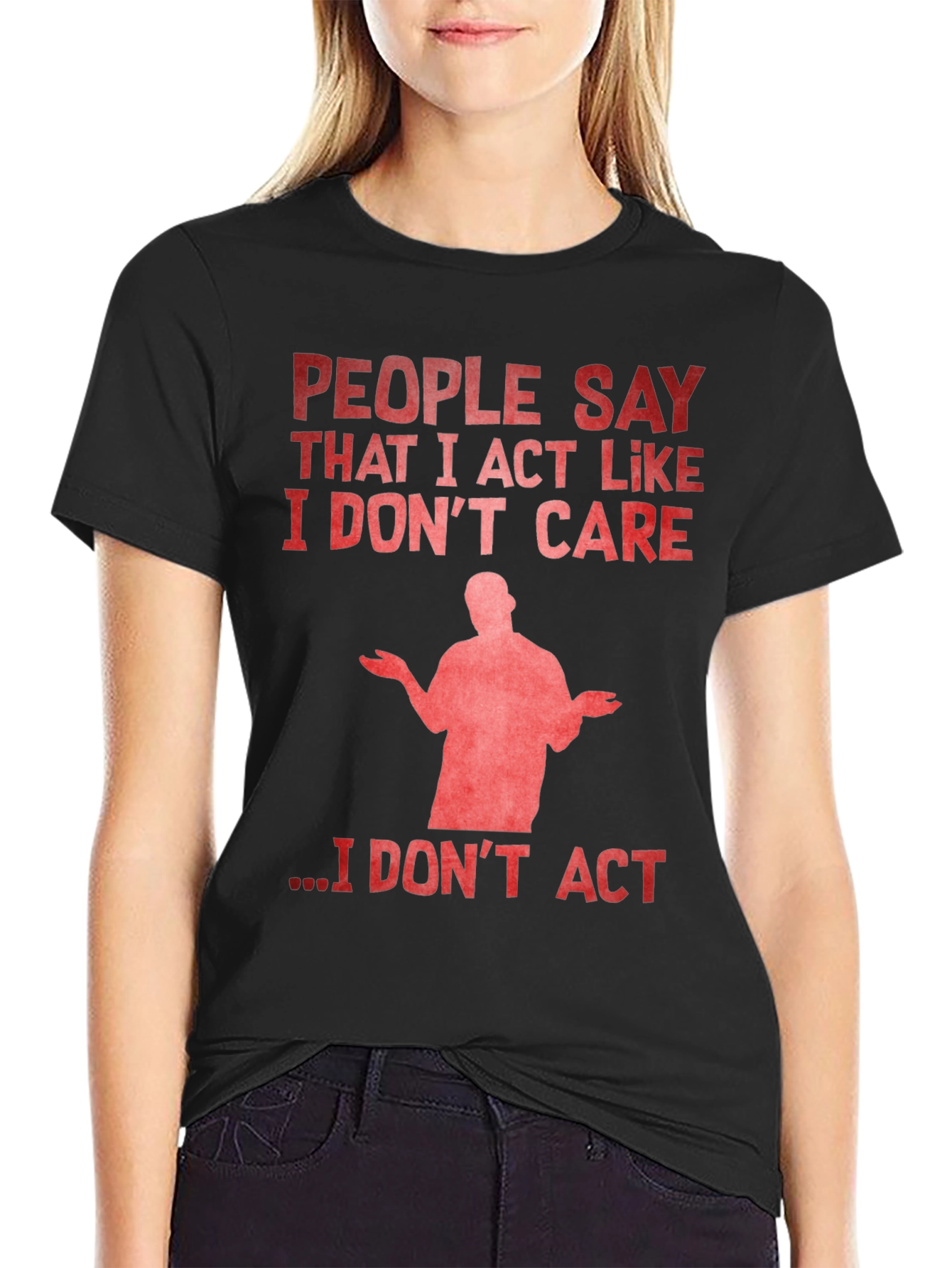 Black I Don't Care Graphic Tee - Funny Sarcastic Humor T-Shirt view 2
