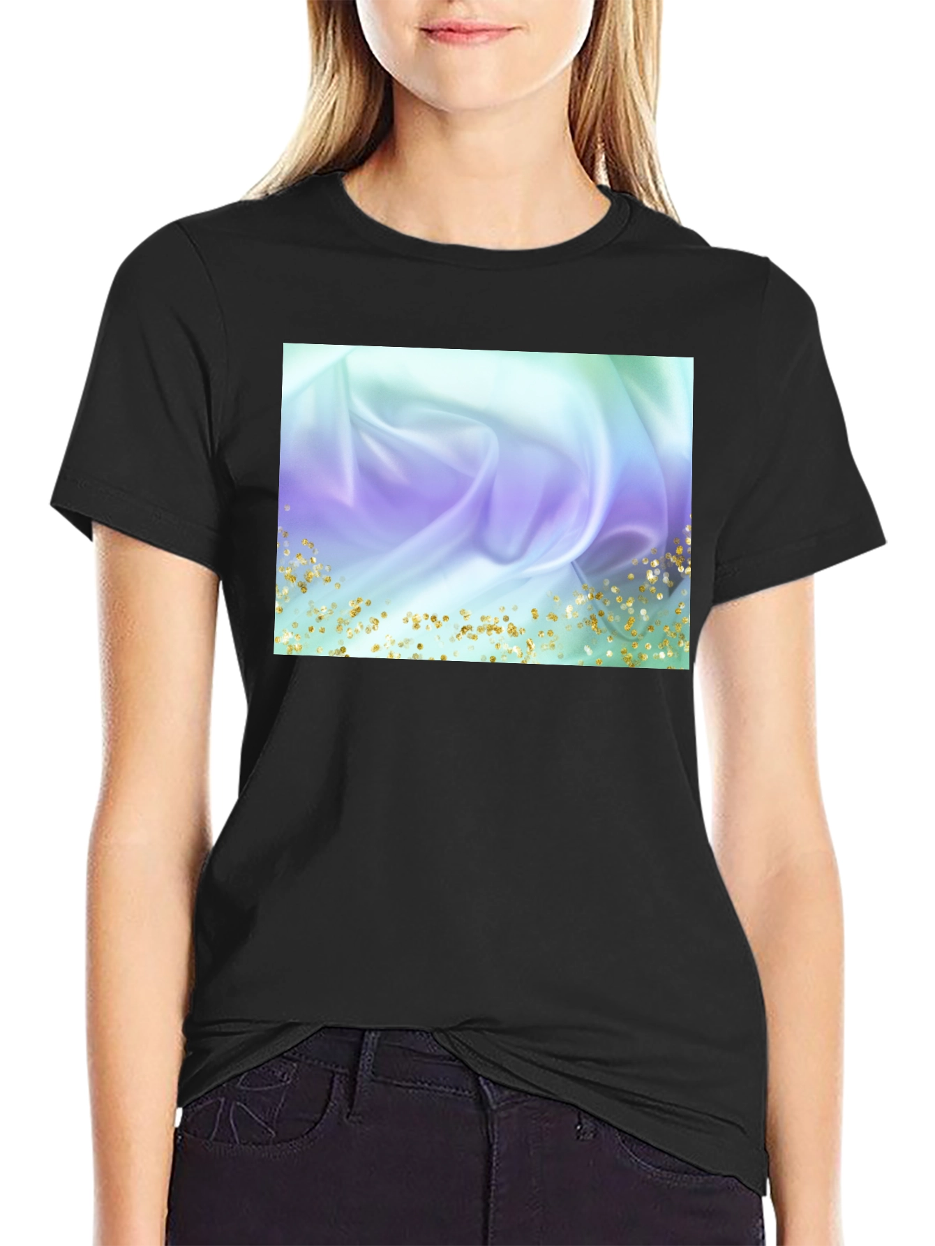 Black Elegant Swirl Tee - Stylish Everyday Wear view 2