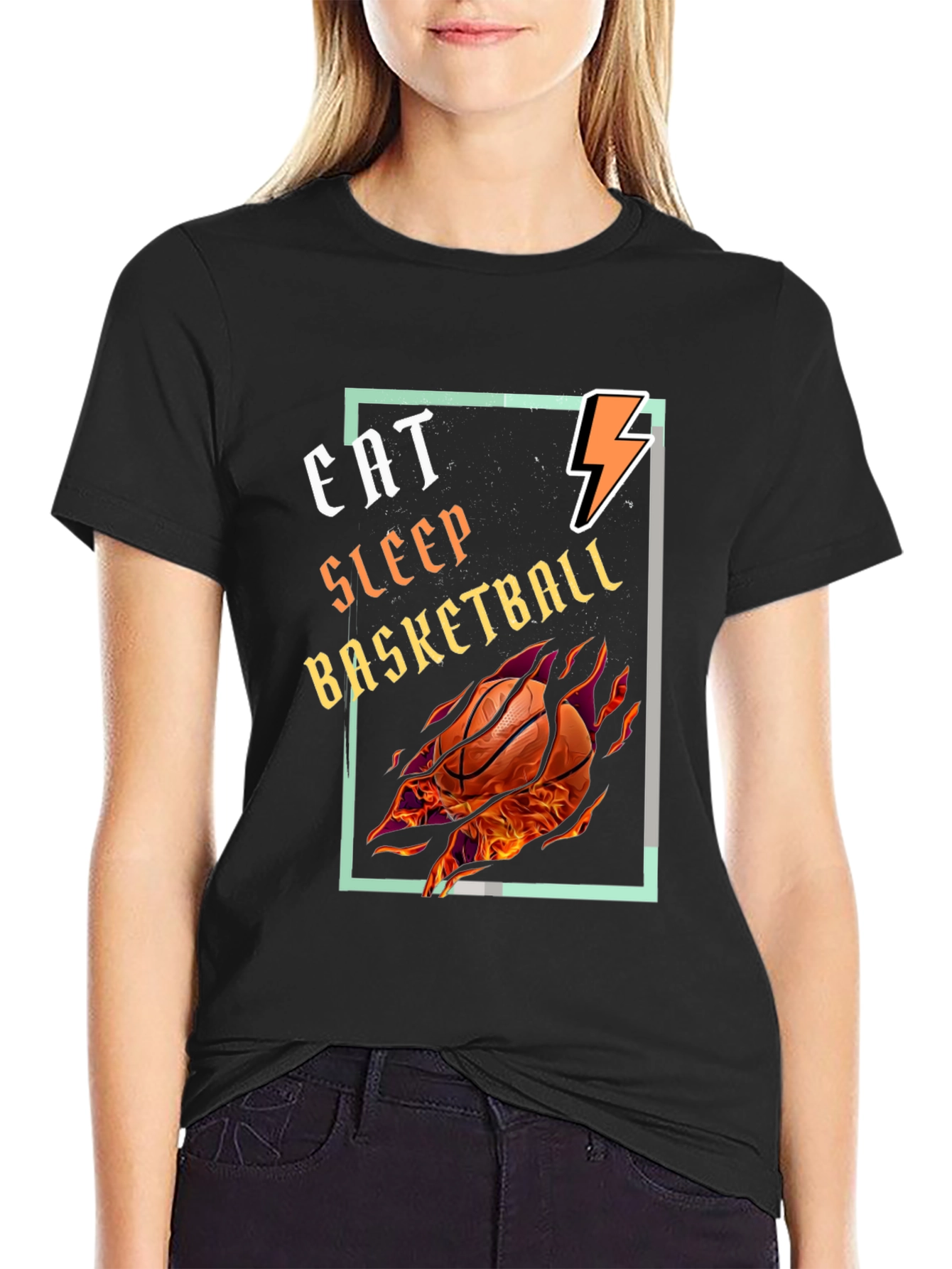 Black Eat Sleep Basketball Graphic Tee - Black T-Shirt view 2