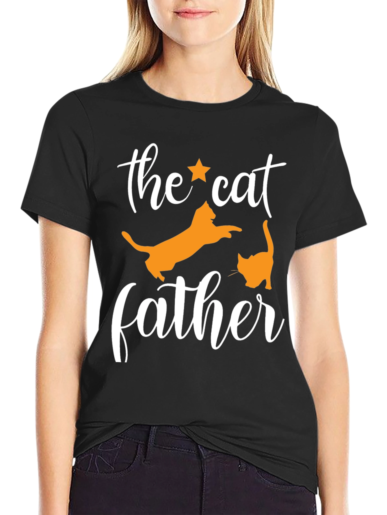 Black The Cat Father Black T-Shirt view 2