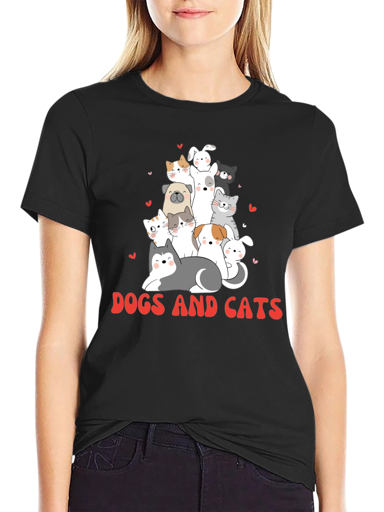Cute Dogs and Cats Graphic T-Shirt - 2