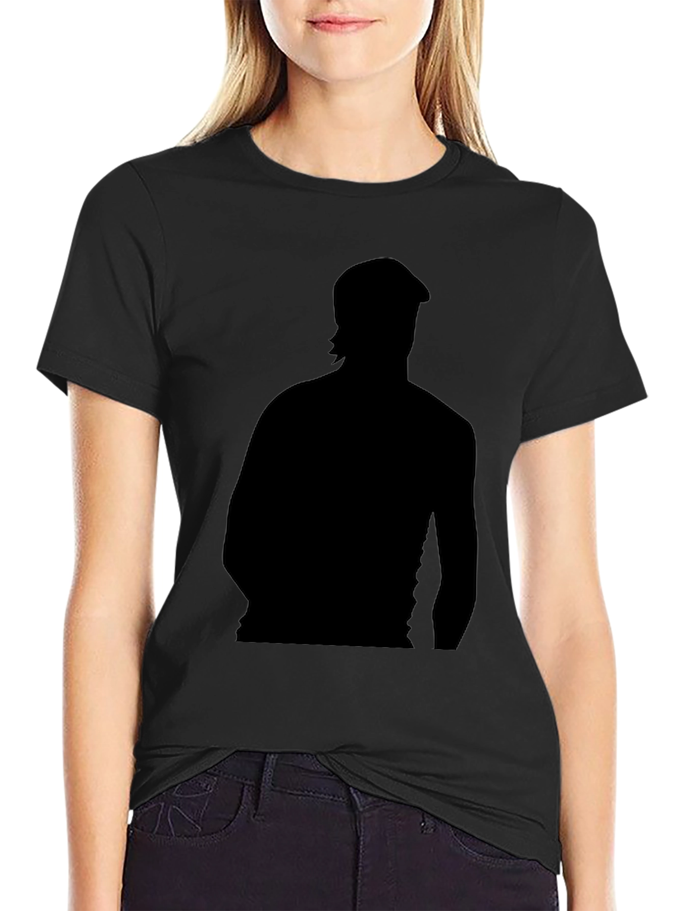Black Silhouette Graphic Print Black T-Shirt view 2