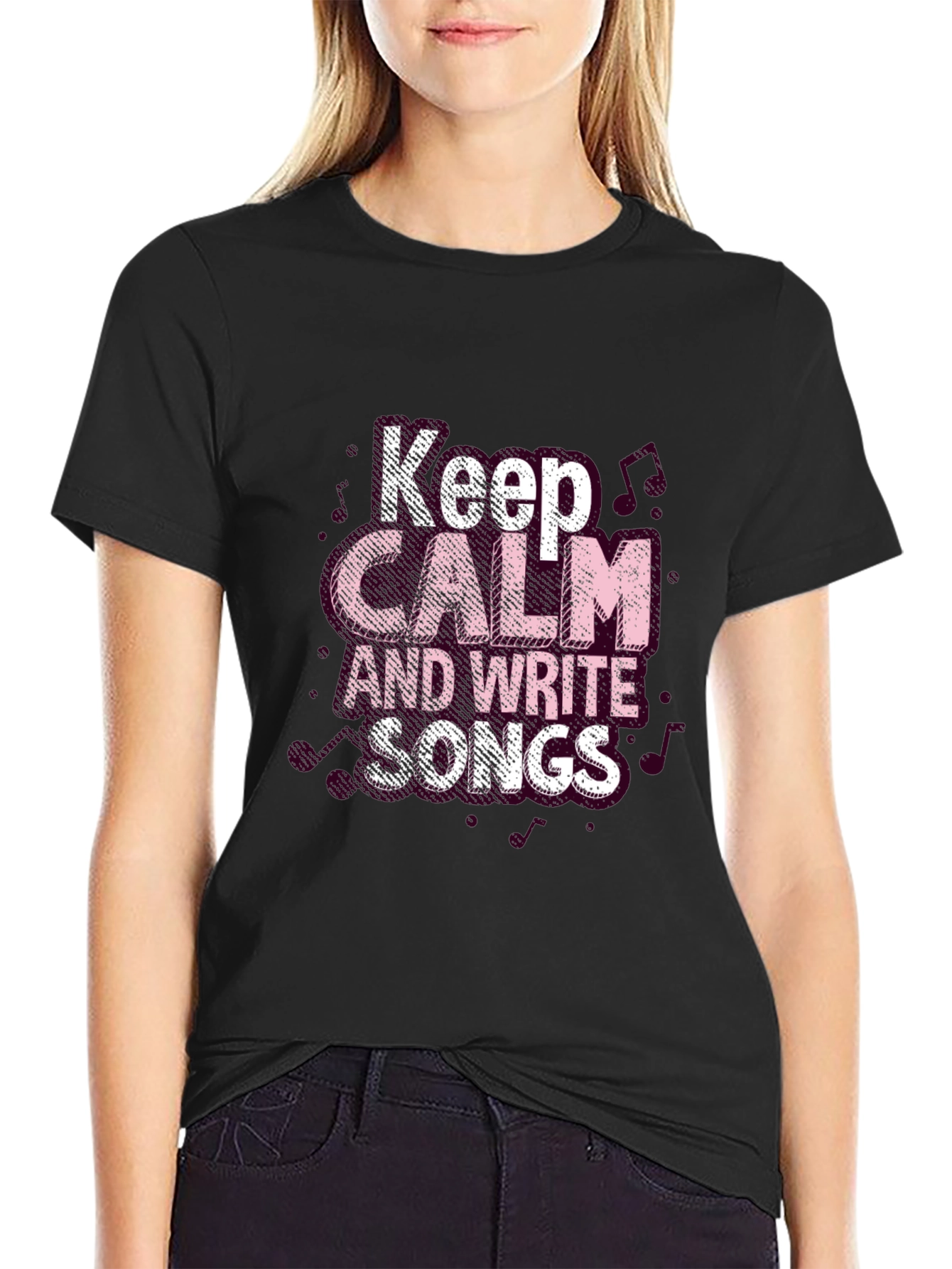 Black Keep Calm and Write Songs Black T-Shirt view 2