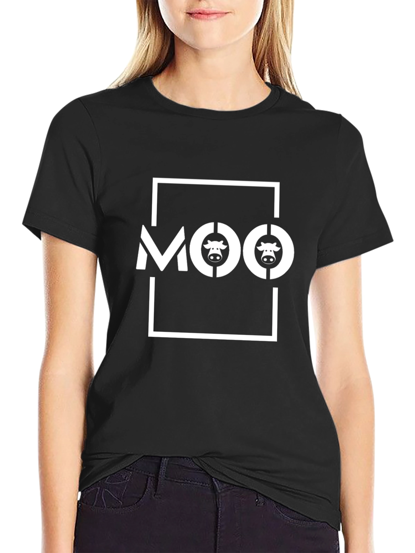 Black Moo Graphic Tee - Fun Cow Design view 2