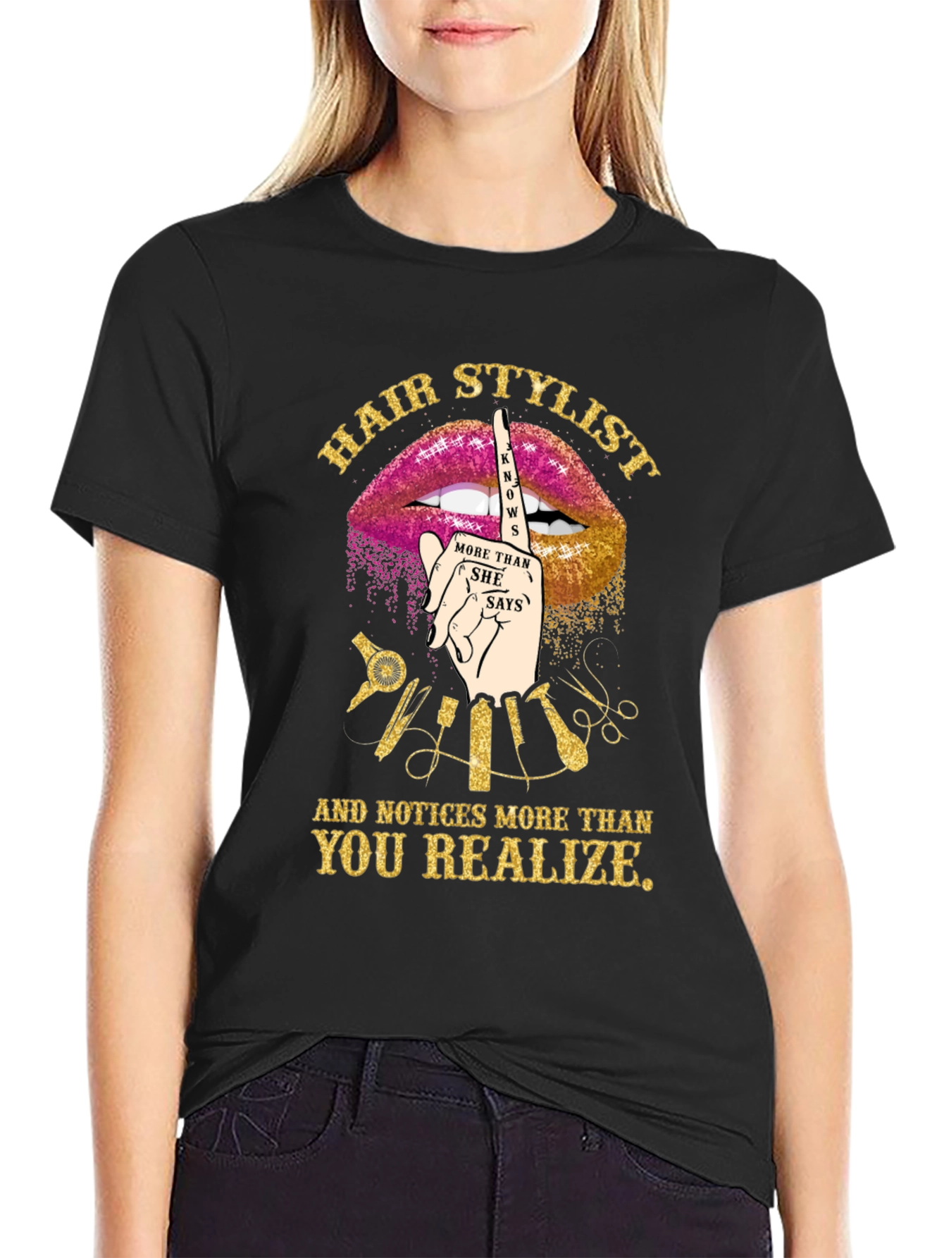 Black Hair Stylist Knows More Funny Graphic Tee view 2