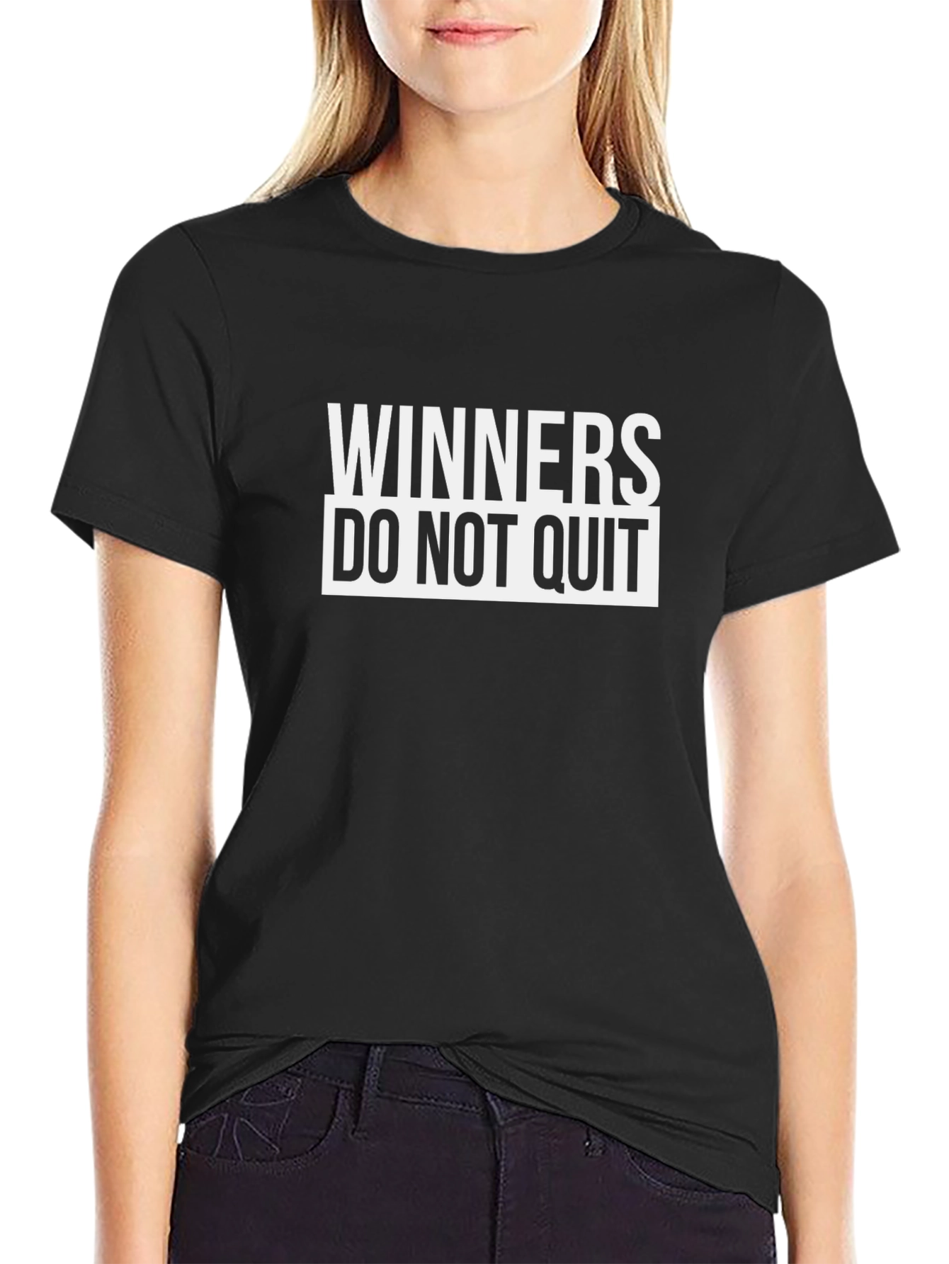 Black Winners Do Not Quit Graphic Tee - Motivational T-Shirt view 2