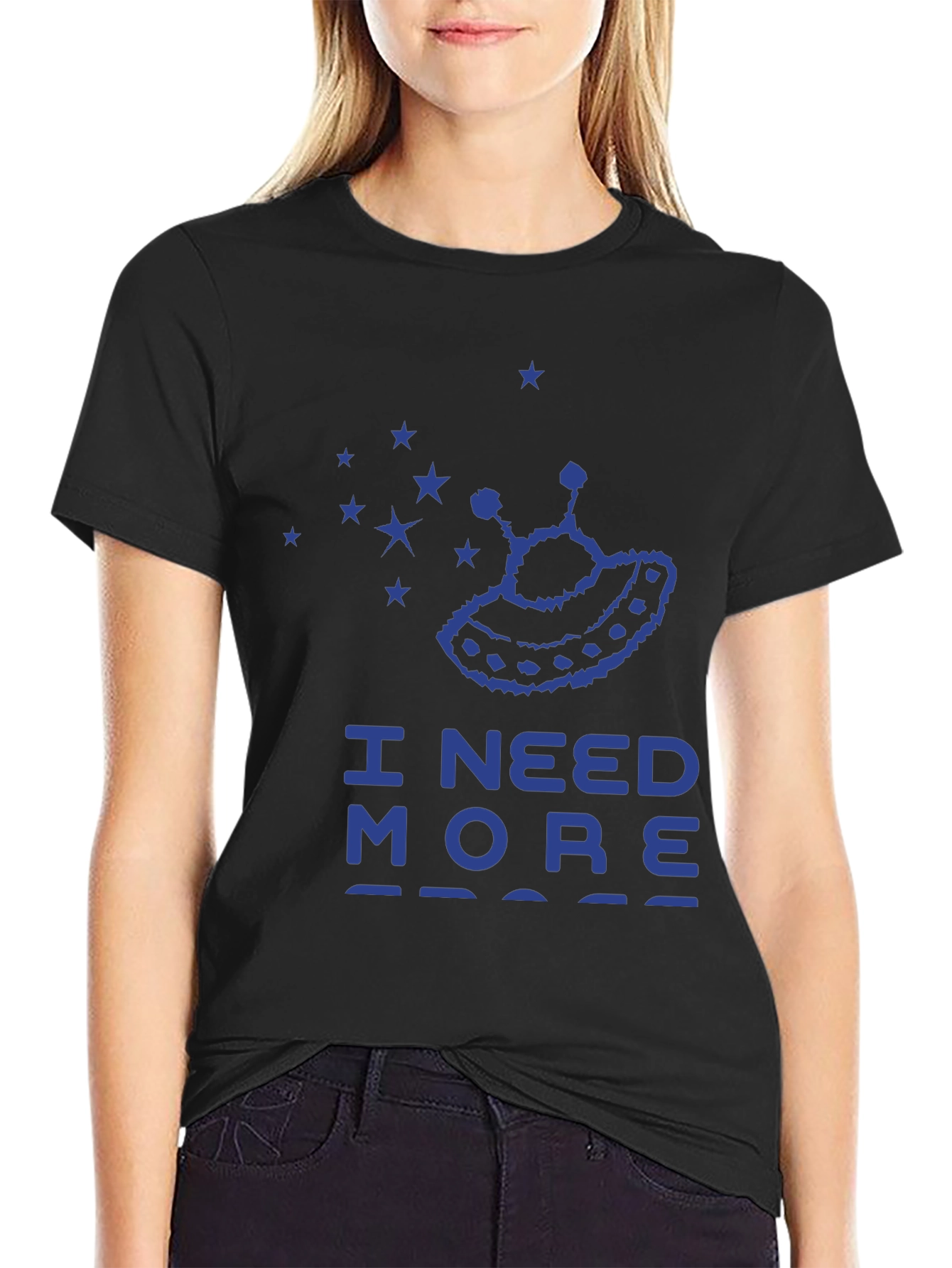 Black I Need More Space Graphic Tee, Alien UFO Shirt view 2