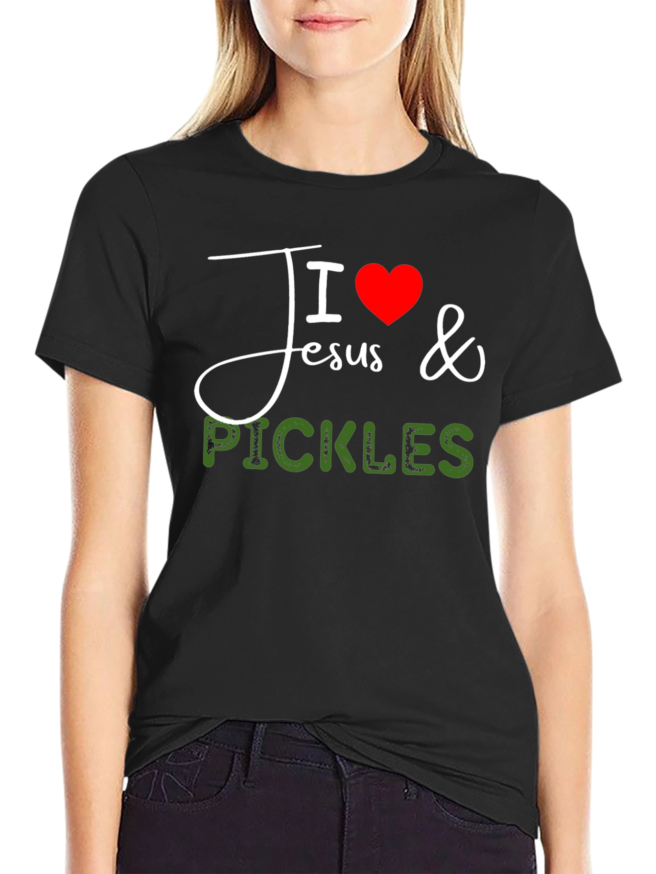 Black I Love Jesus & Pickles Graphic T-Shirt view 2