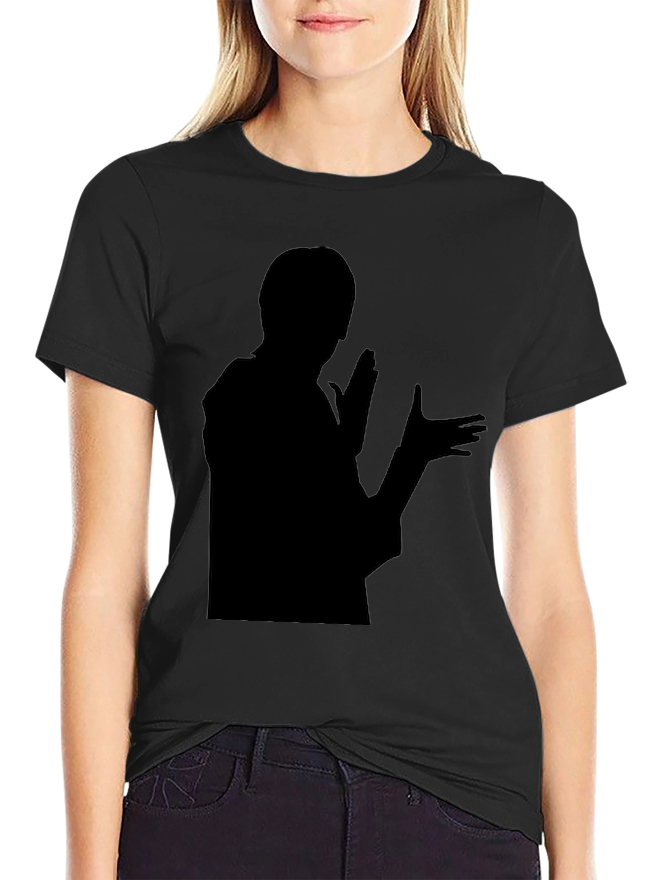 Black Silhouette Graphic T-Shirt - Bold Black Design view 2