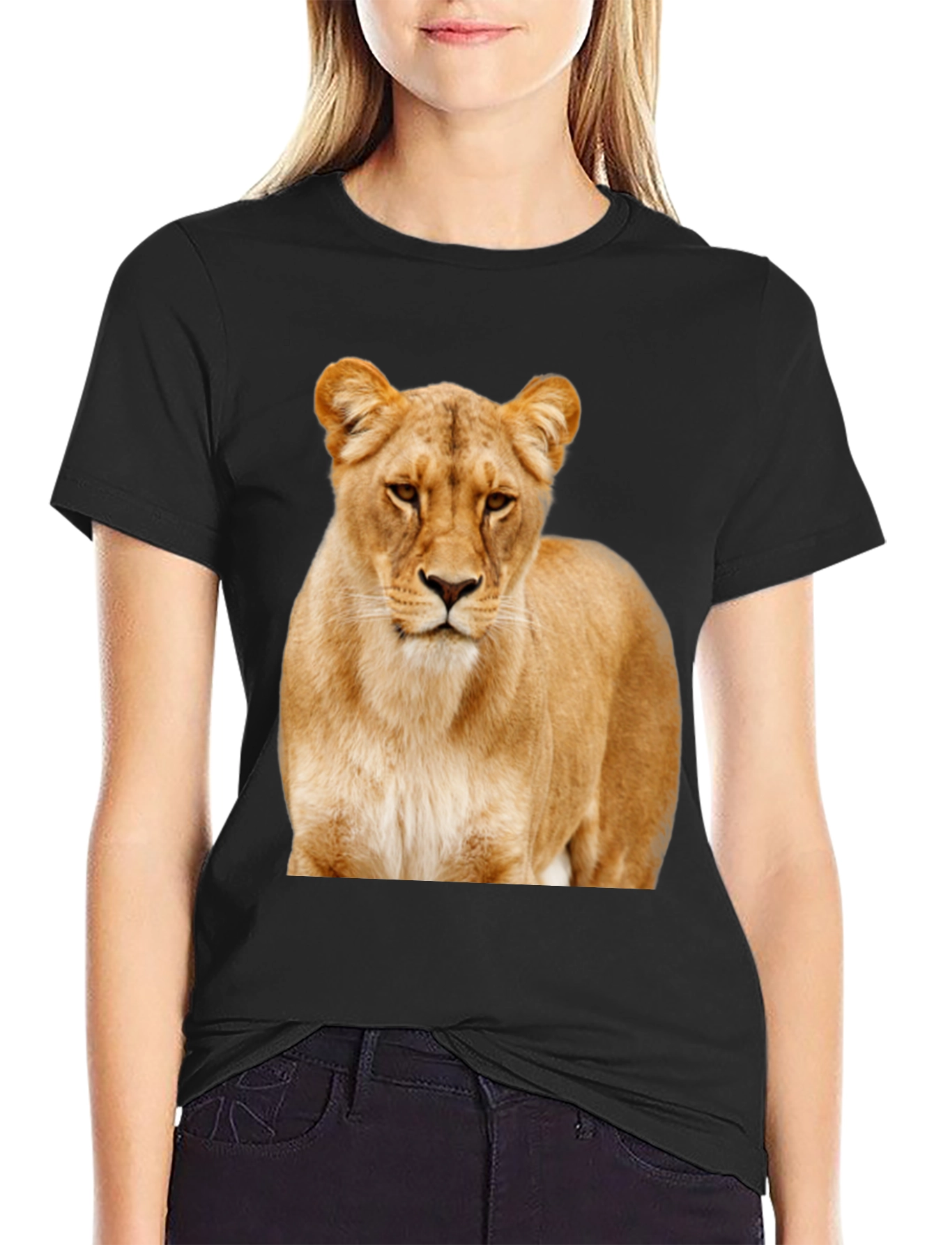 Black Lion Graphic Tee - Stylish Animal Print T-Shirt view 2