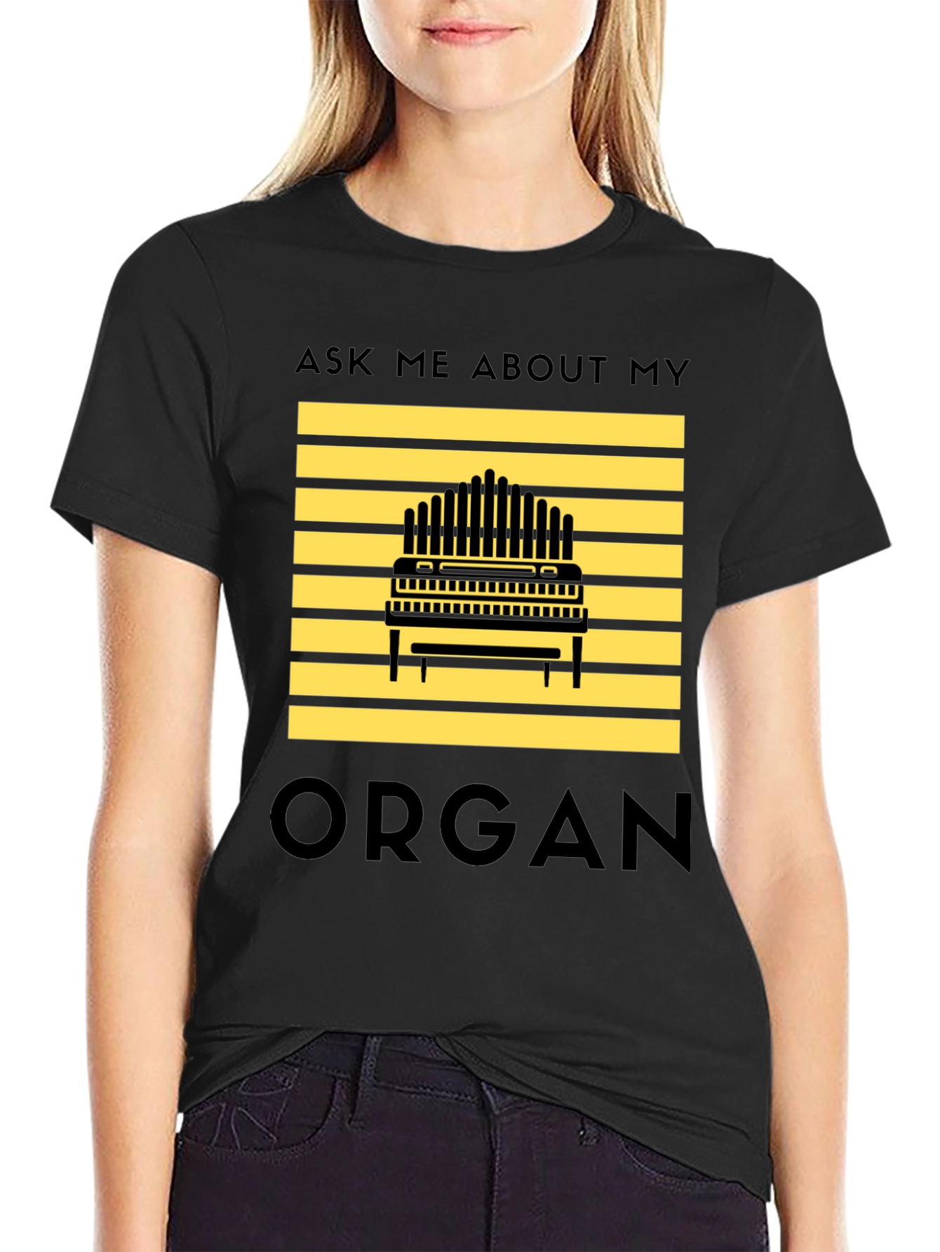 Black Ask Me About My Organ Black T-Shirt view 2