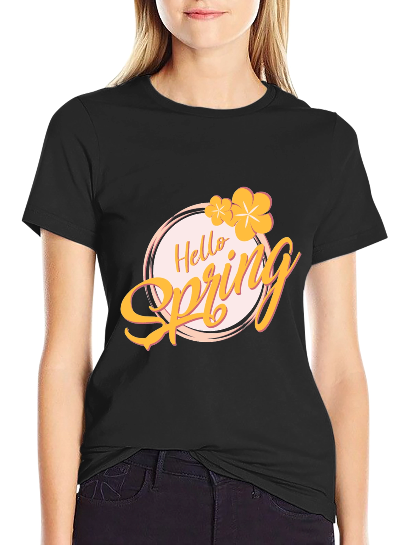 Black Hello Spring Graphic Tee view 2