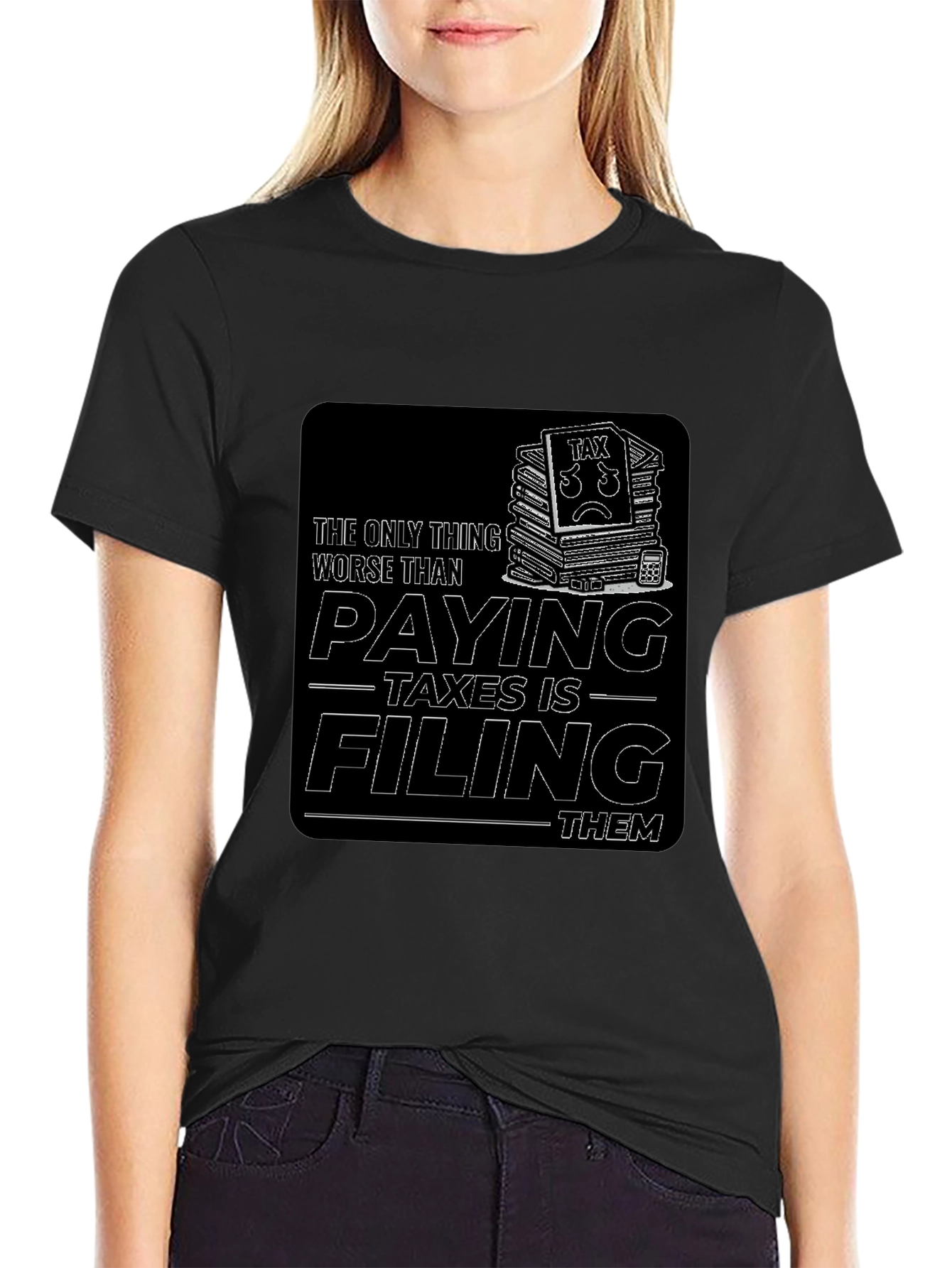 Black Funny Tax Season T-Shirt Filing Taxes Graphic Tee view 2