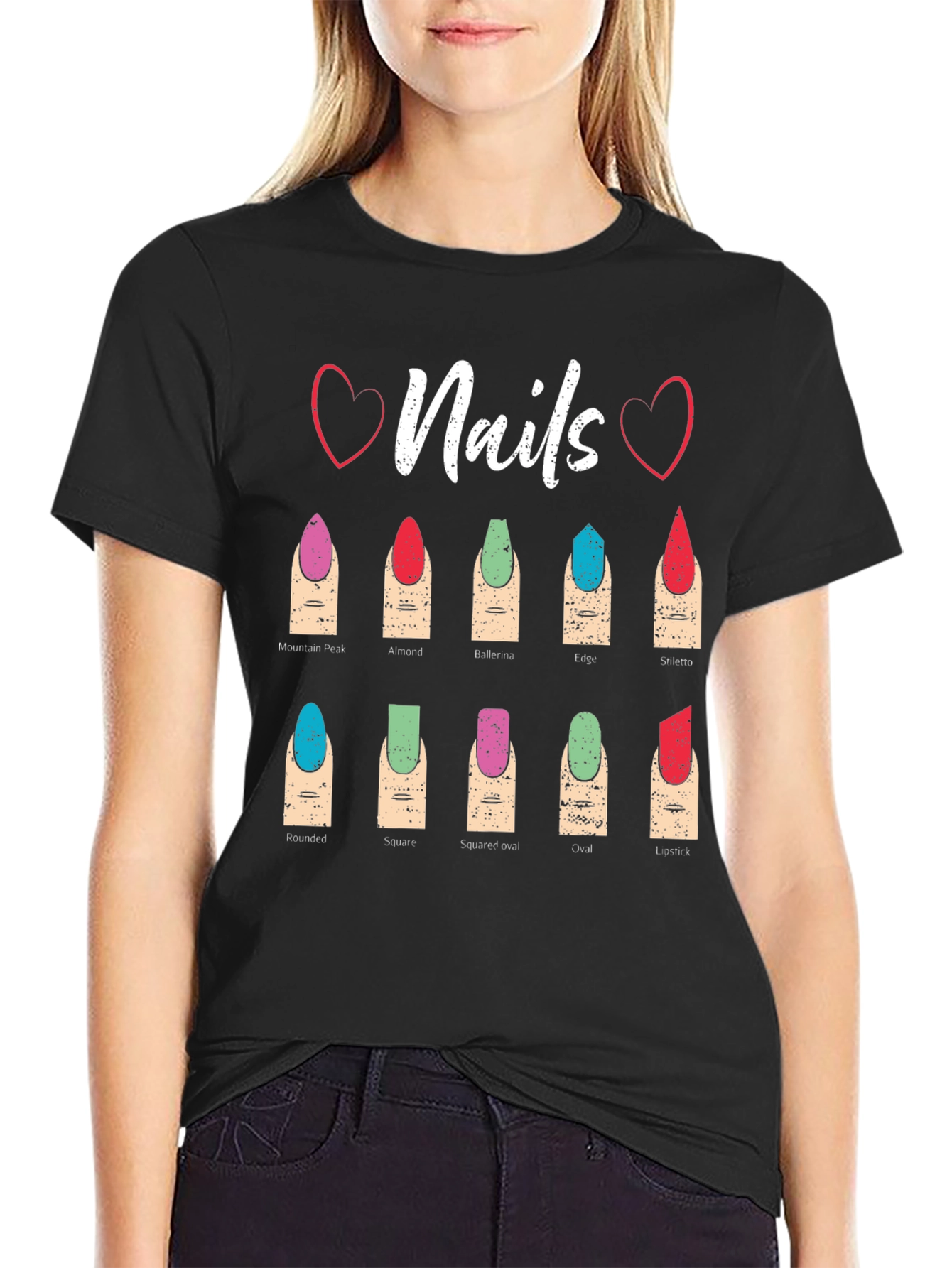 Black Nail Shape T-Shirt: Manicure Styles Tee view 2