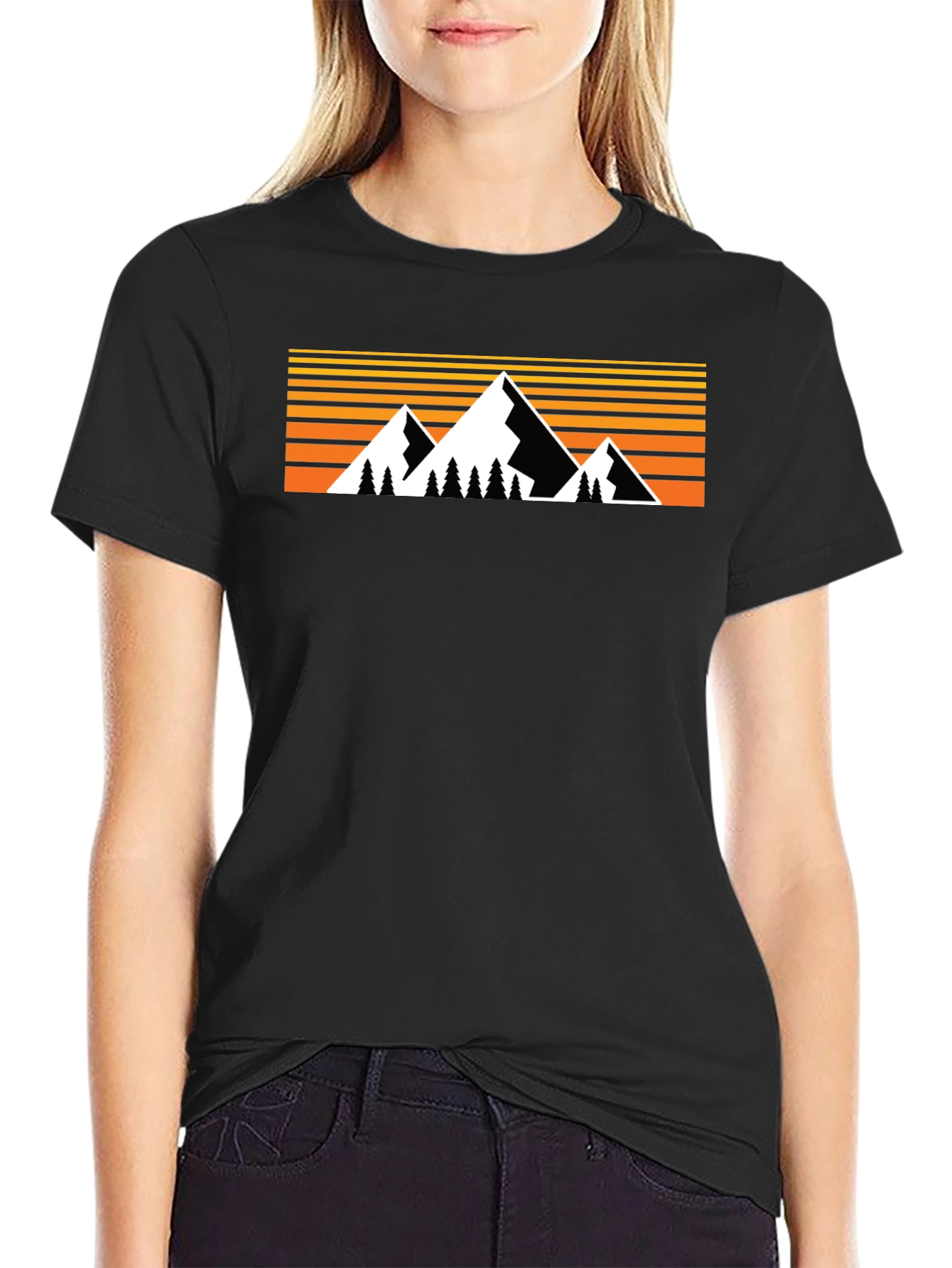 Black Mountain Sunset Graphic T-Shirt - Nature Inspired Design view 2