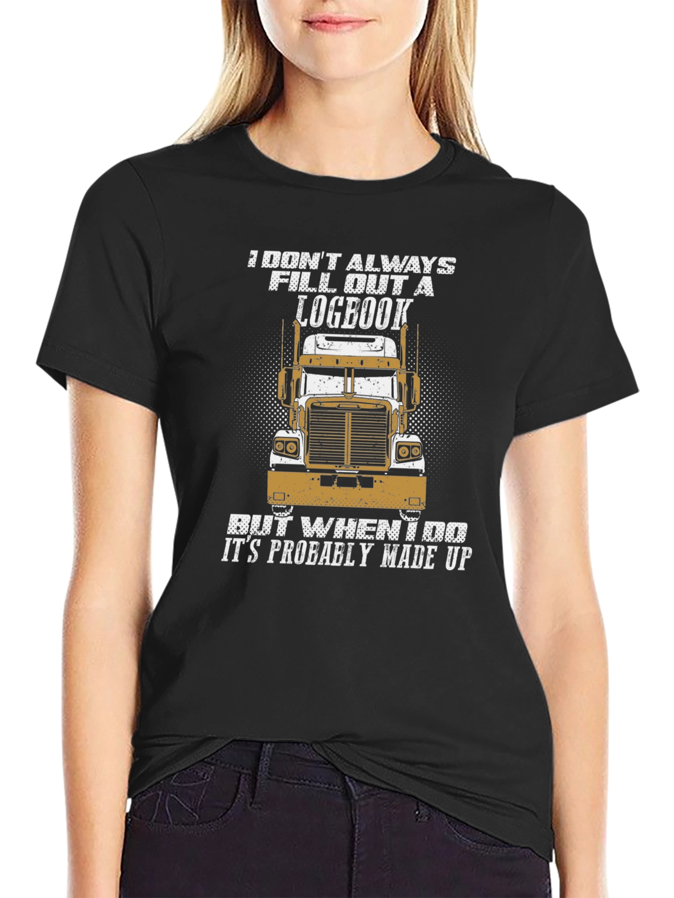 Black Funny Trucker T-Shirt - Logbook Humor view 2