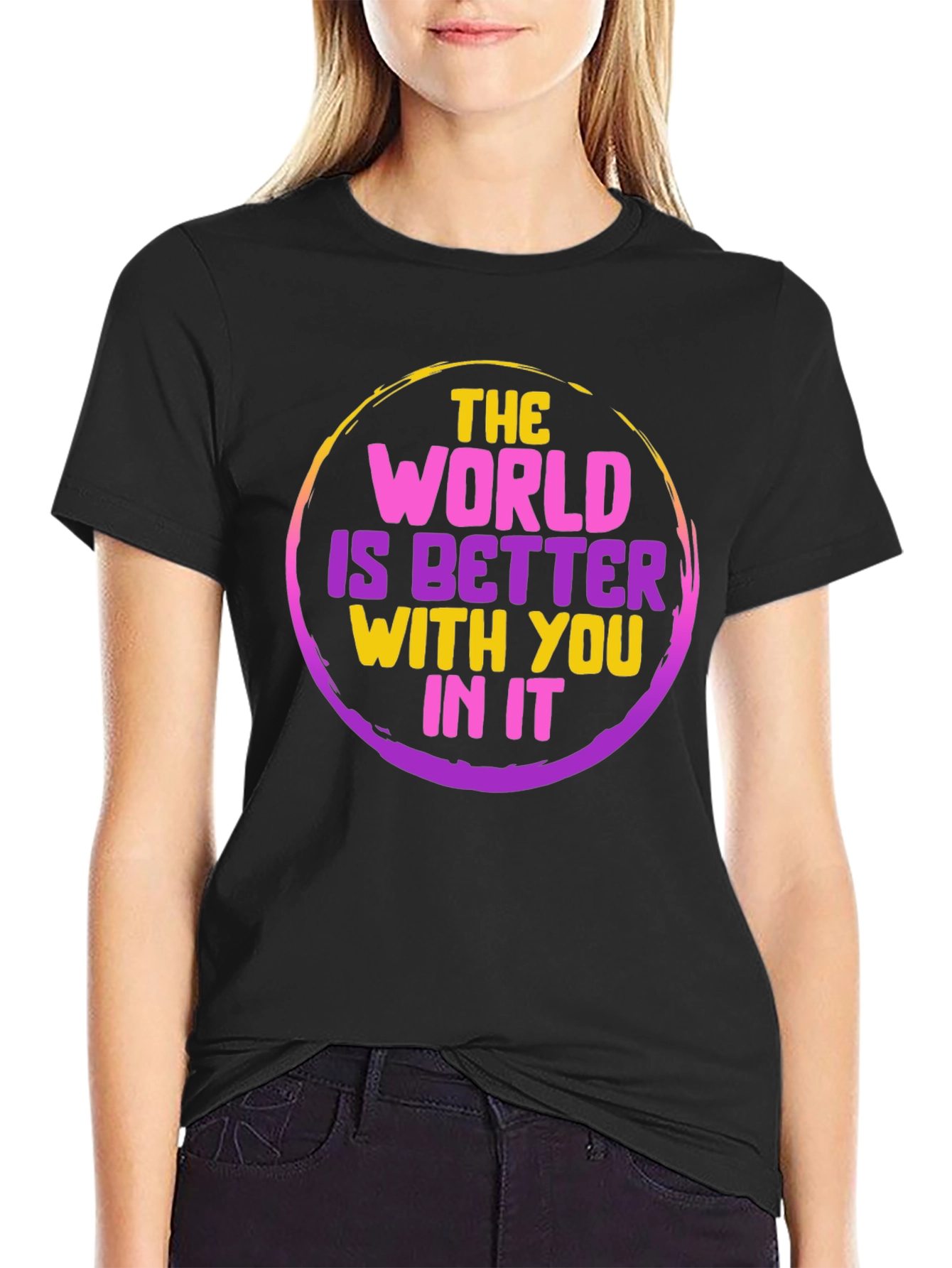 Black Inspirational "World is Better" Graphic Tee view 2