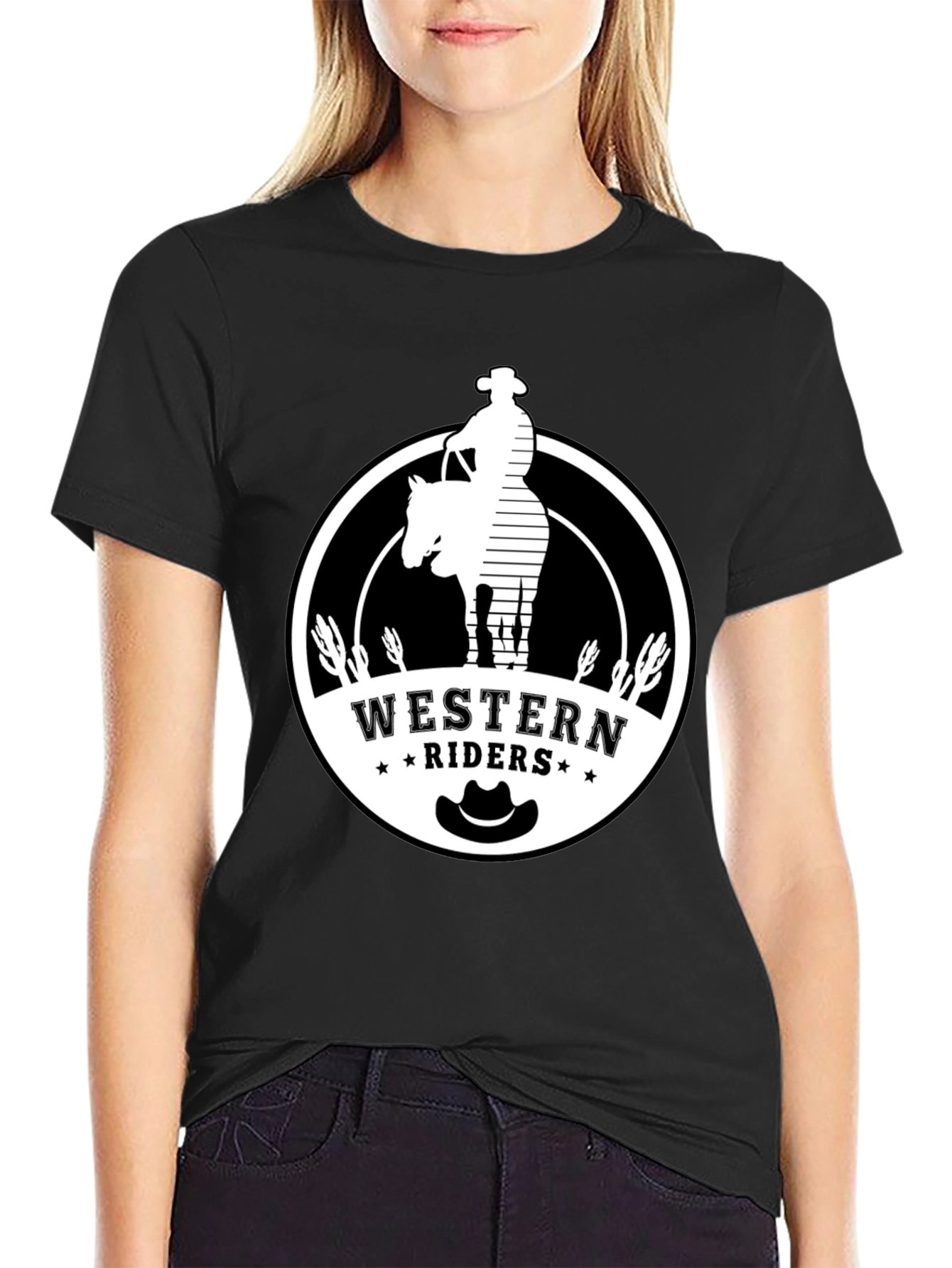 Black Western Riders Graphic T-Shirt - Cowboy Style view 2