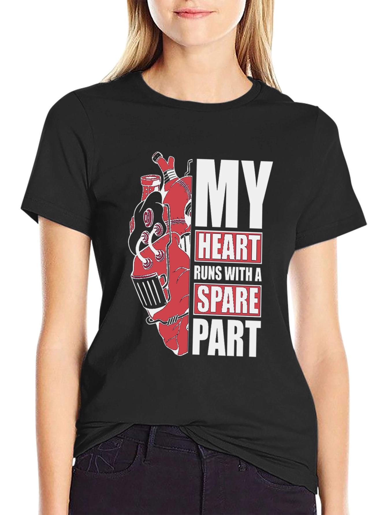 Black My Heart Runs With A Spare Part Graphic T-Shirt view 2