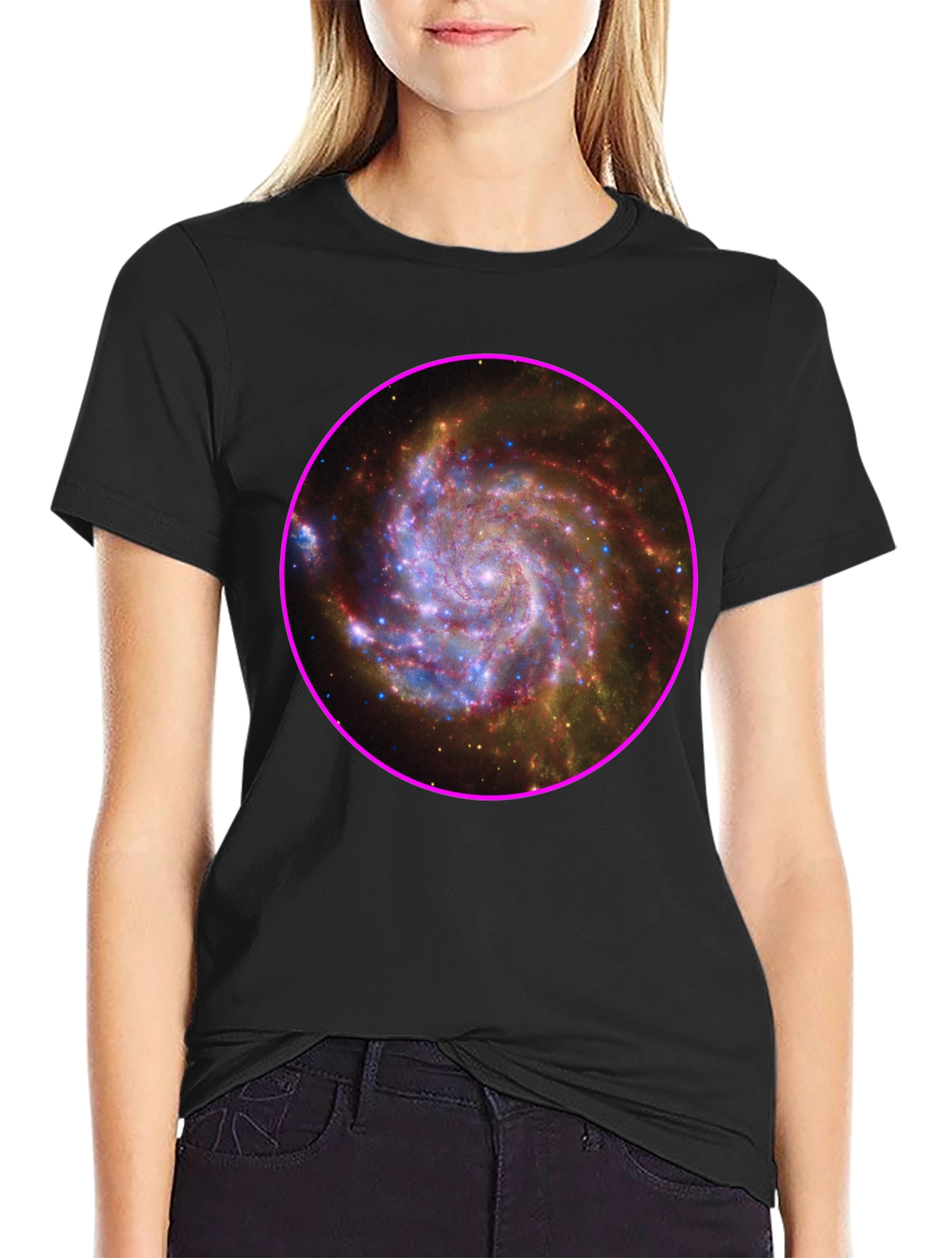 Black Galaxy Print Black T-Shirt view 2