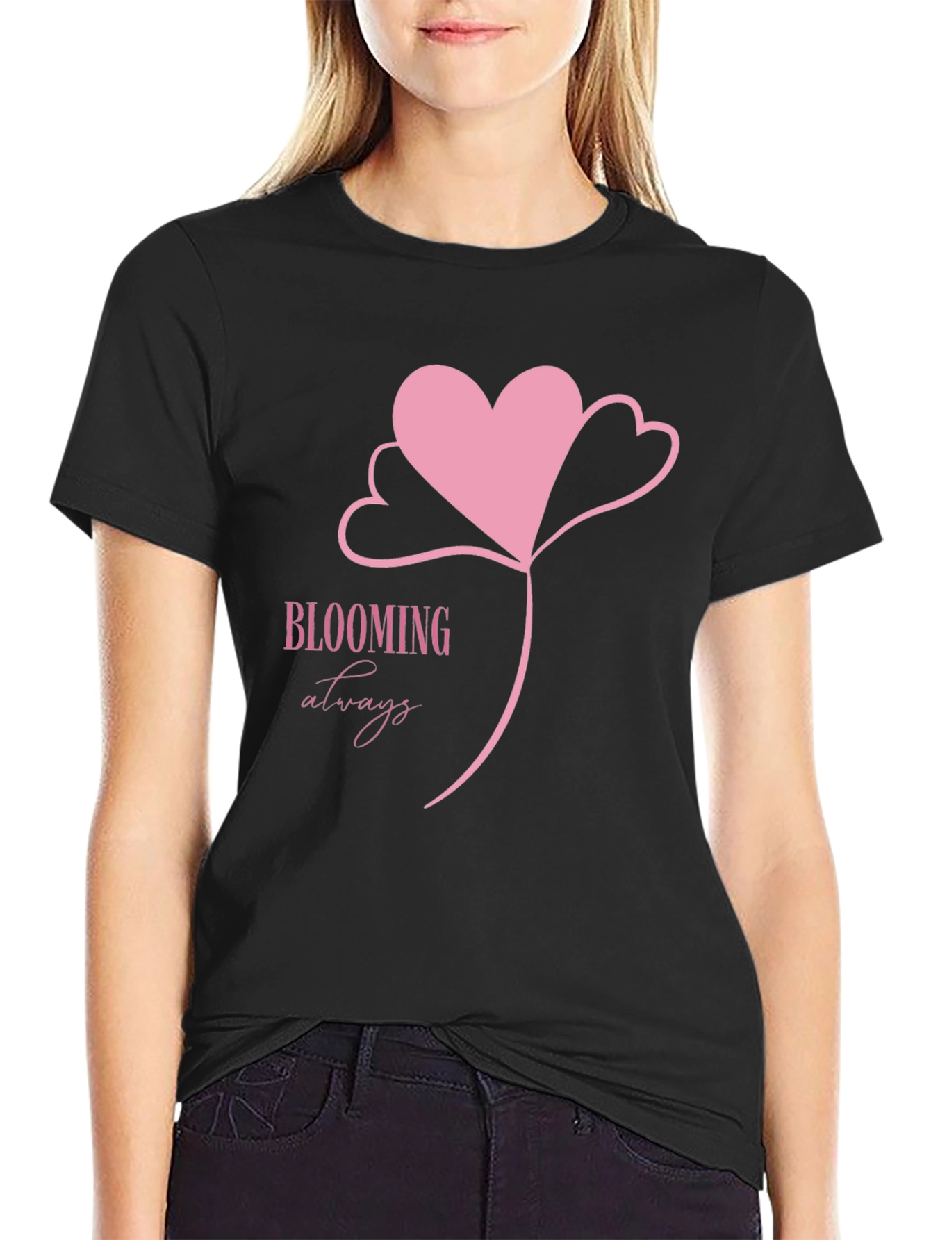 Black Blooming Always Black T-Shirt view 2