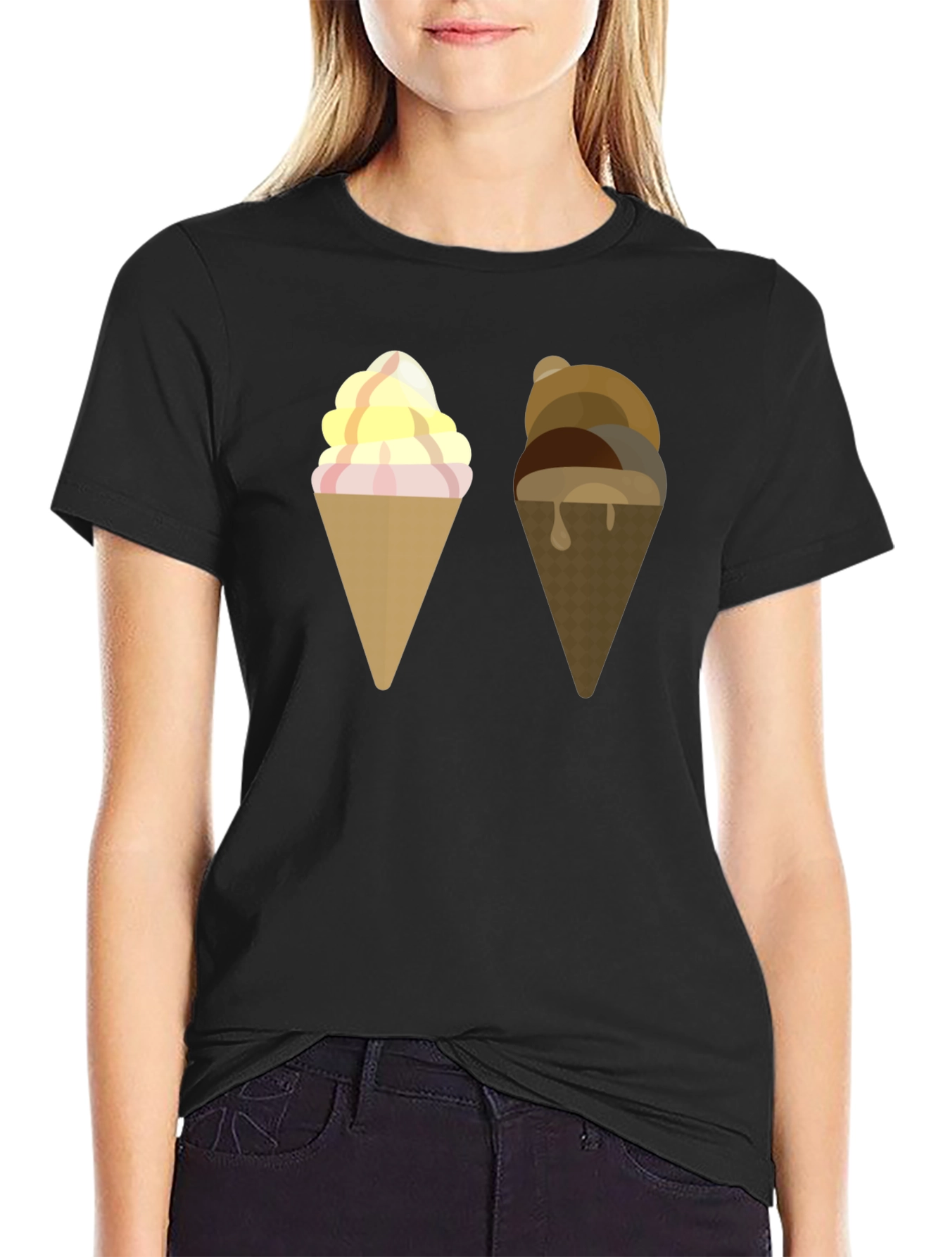 Black Ice Cream Cone Graphic T-Shirt view 2