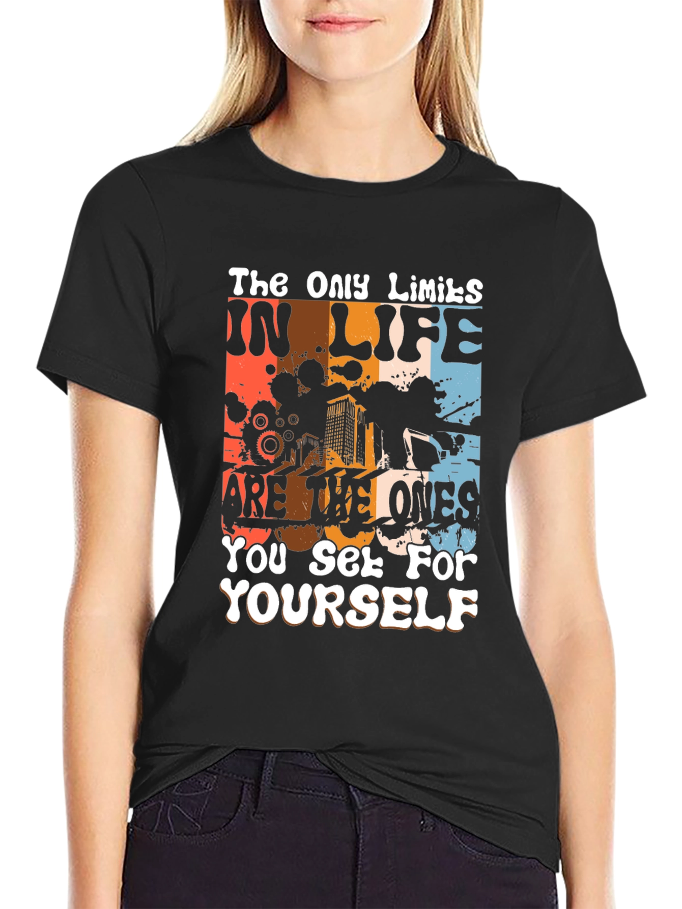 Black Inspirational Graphic Tee: The Only Limits T-Shirt view 2
