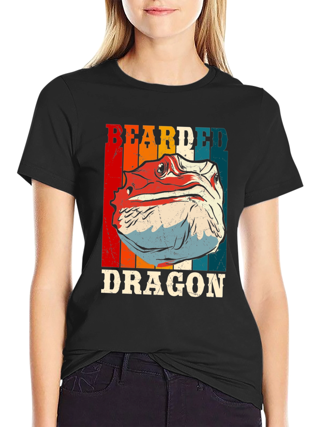 Black Bearded Dragon Graphic T-Shirt - Cool Reptile Tee view 2