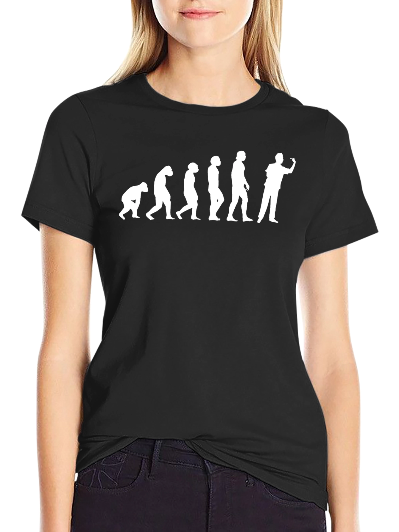 Black Evolution of Man Dart Player T-Shirt - Black view 2