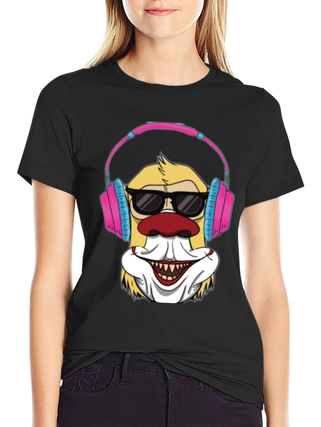 Black Clown DJ T-Shirt - Funny Graphic Tee view 2