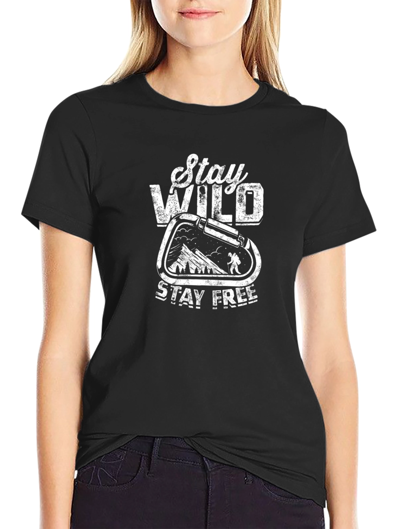 Black Stay Wild Stay Free Graphic Tee view 2