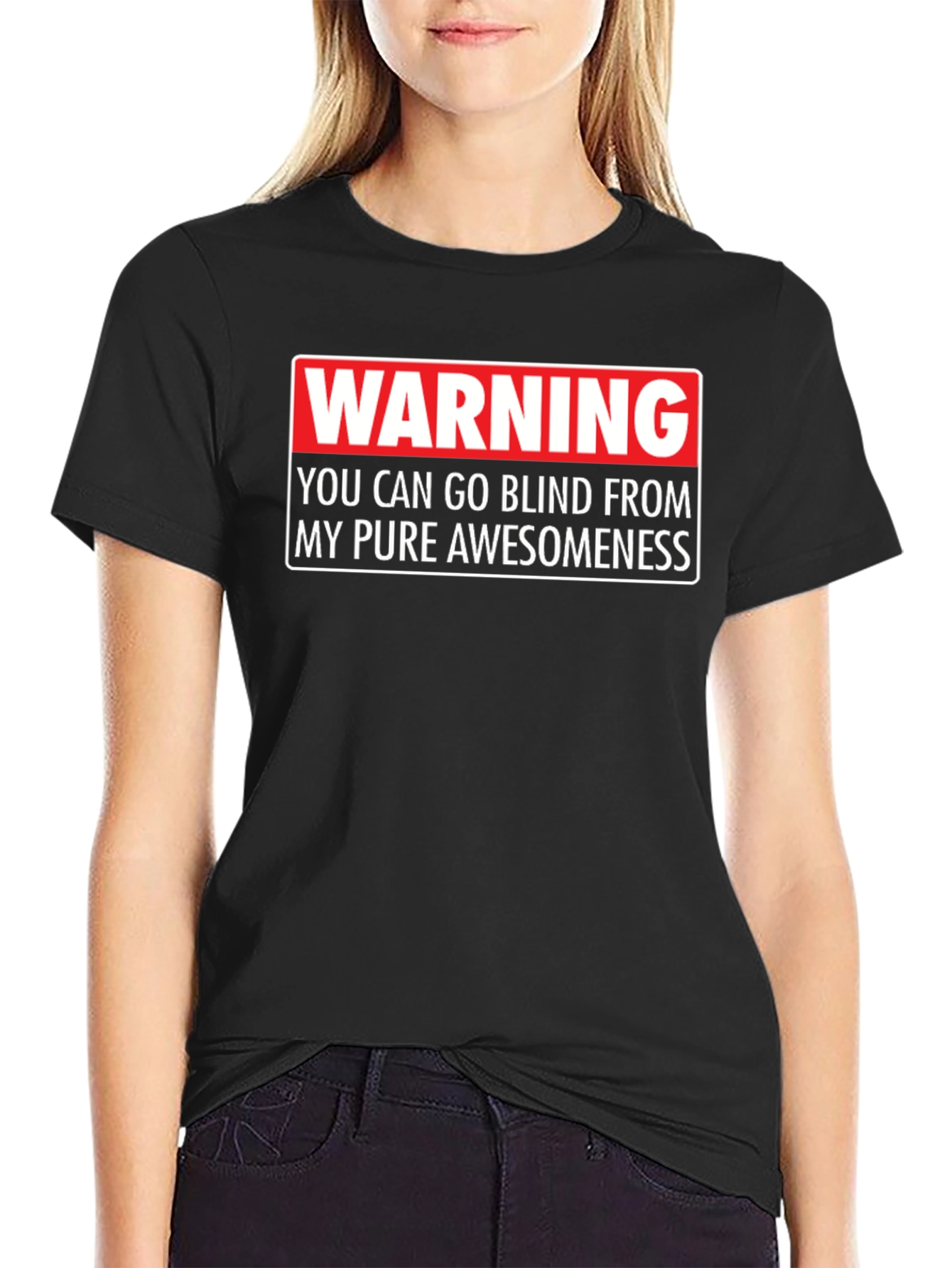 Black Warning: Pure Awesomeness Graphic Tee view 2