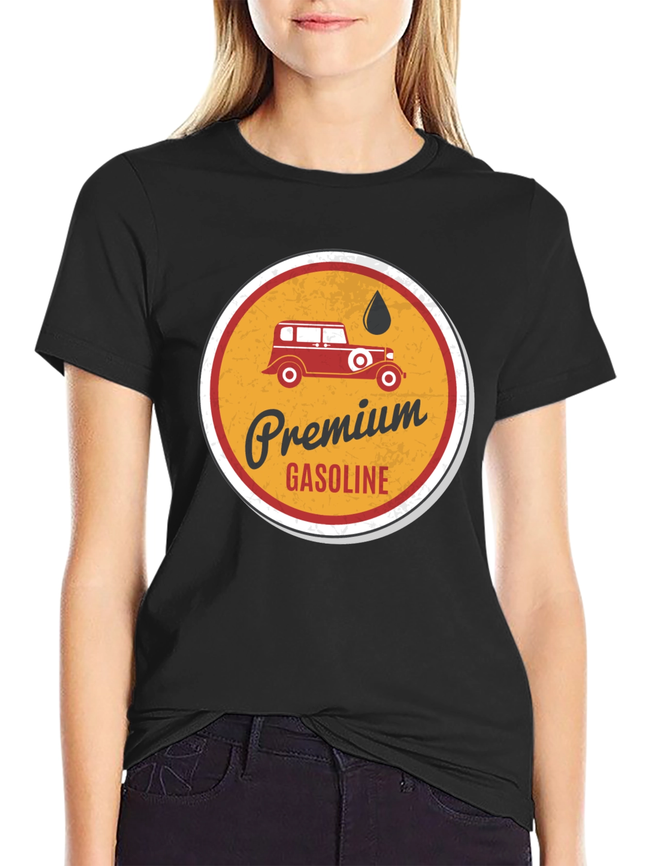 Black Premium Gasoline Vintage Car T-Shirt view 2