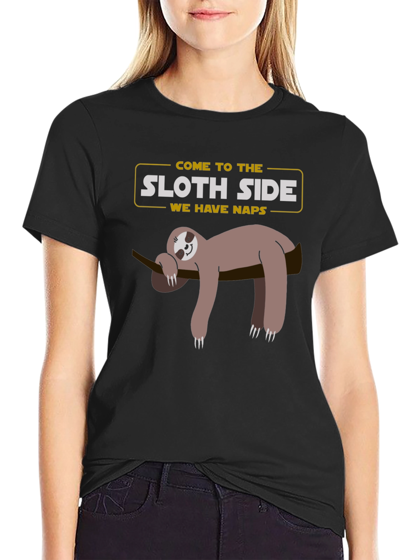 Black Sloth Side T-Shirt - Lazy Naps view 2