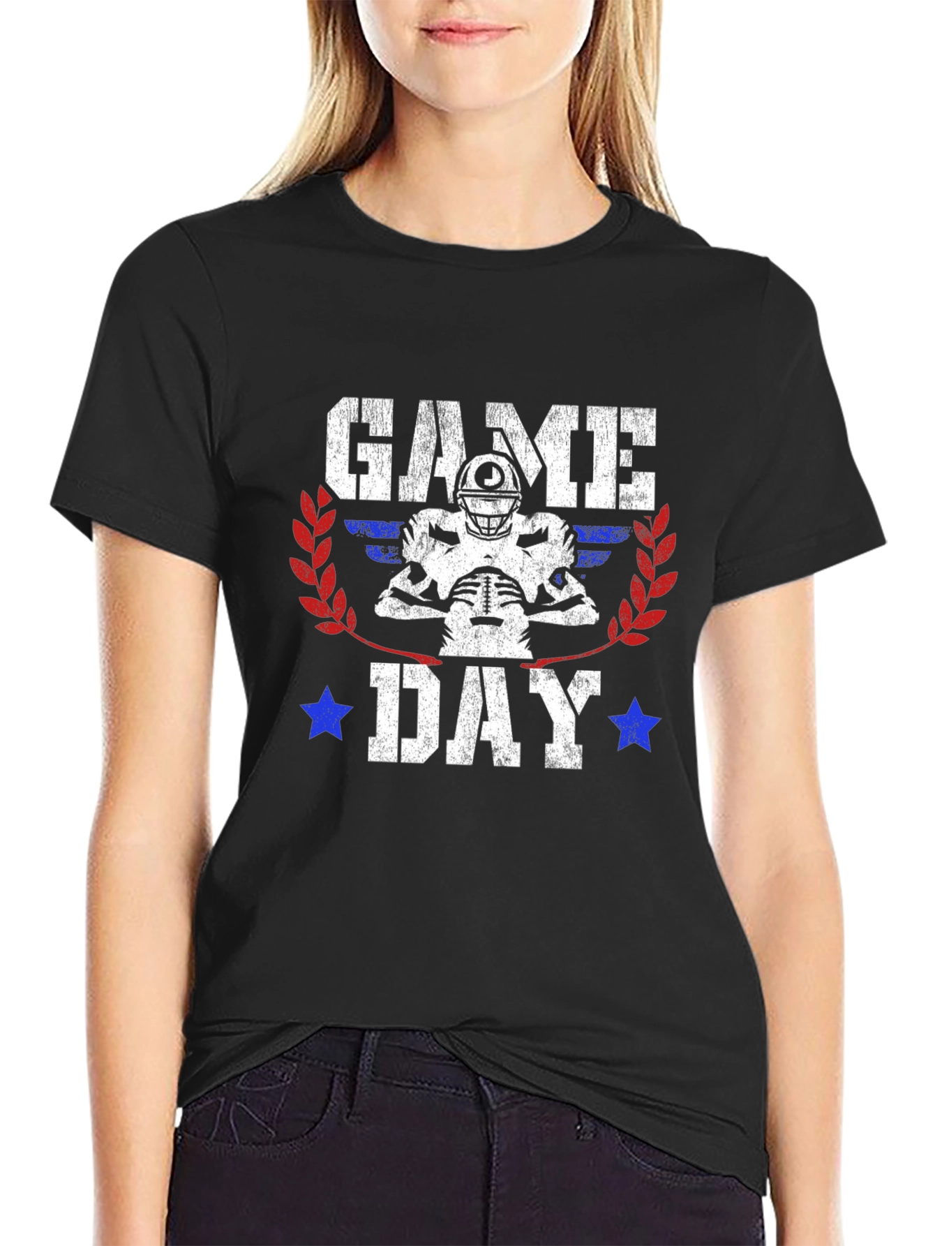 Black Game Day Football Graphic T-Shirt view 2