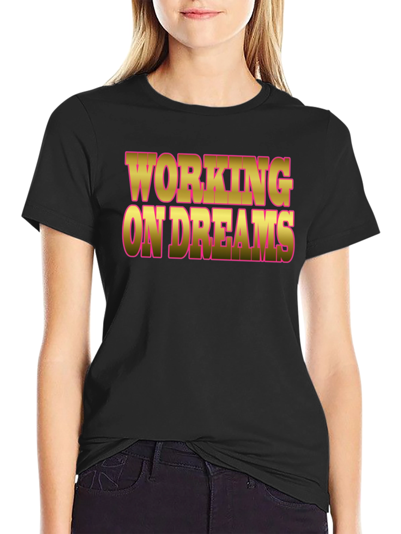 Black Working On Dreams Graphic Tee view 2