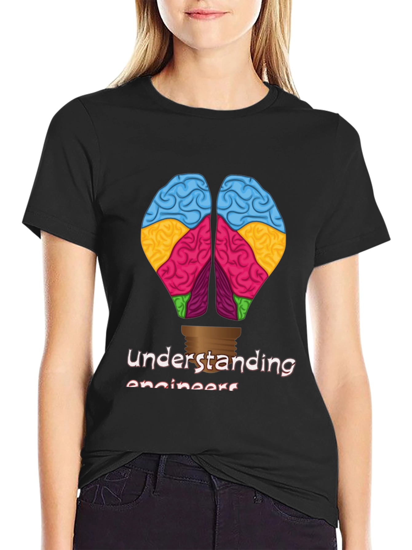 Black Understanding Engineers Brain T-Shirt view 2