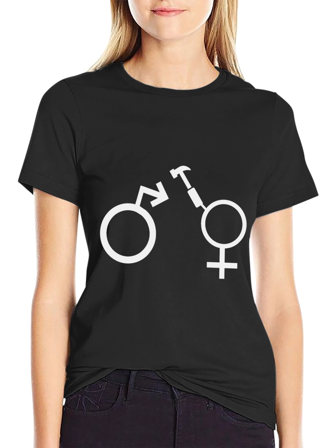 Black Funny Gender Symbol Humor T-Shirt view 2