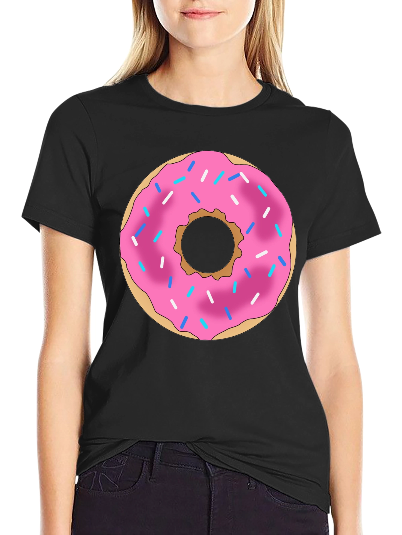 Black Donut Graphic Print Black T-Shirt view 2