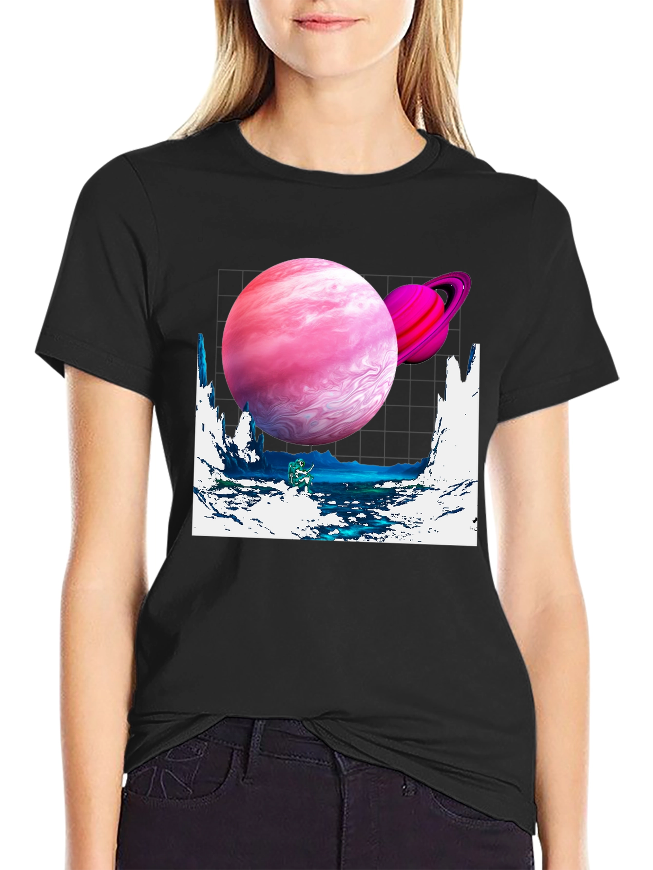 Black Galaxy Graphic Tee - Black Cotton Shirt view 2