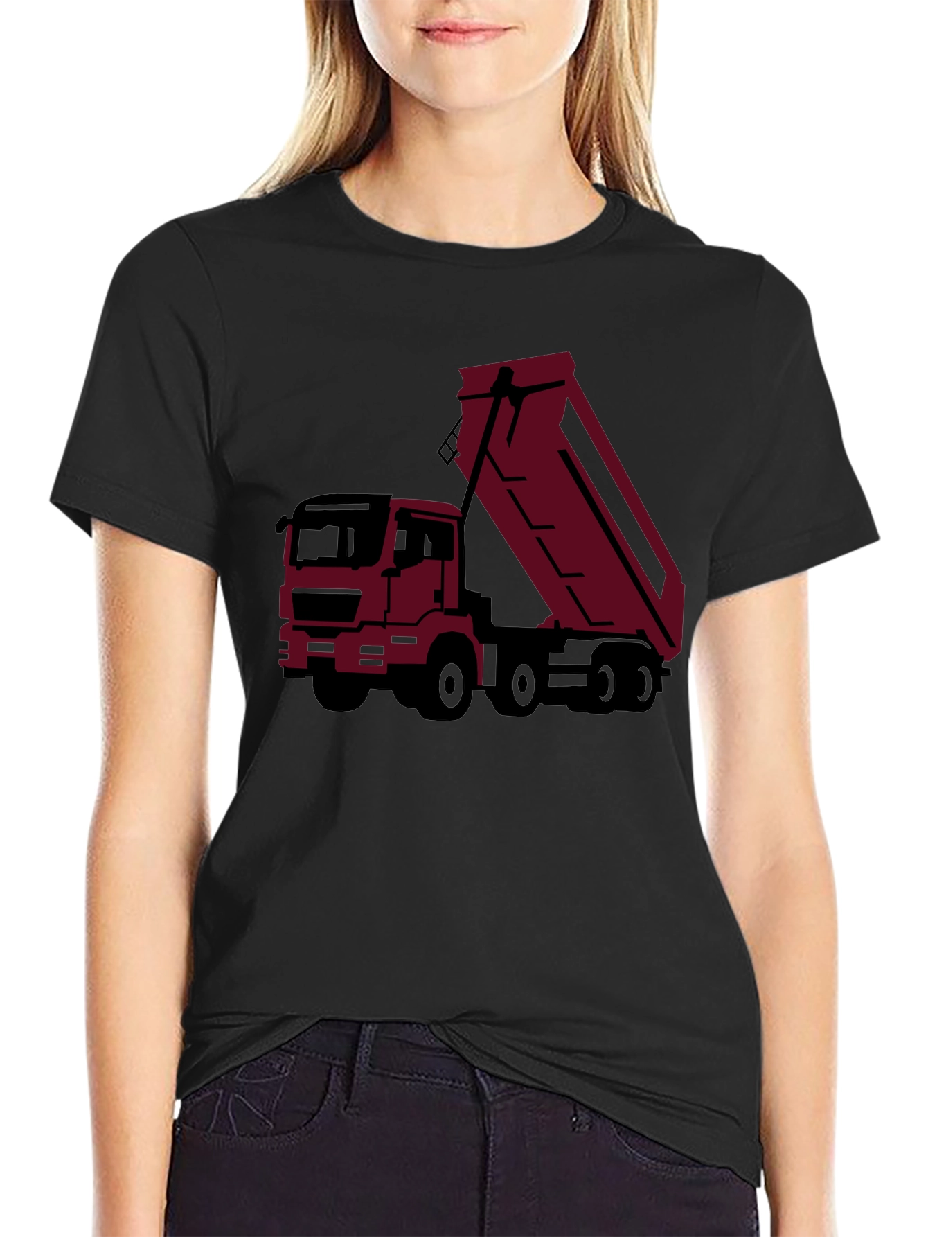 Black Black Dump Truck Graphic Tee - Modern Trucker Style view 2