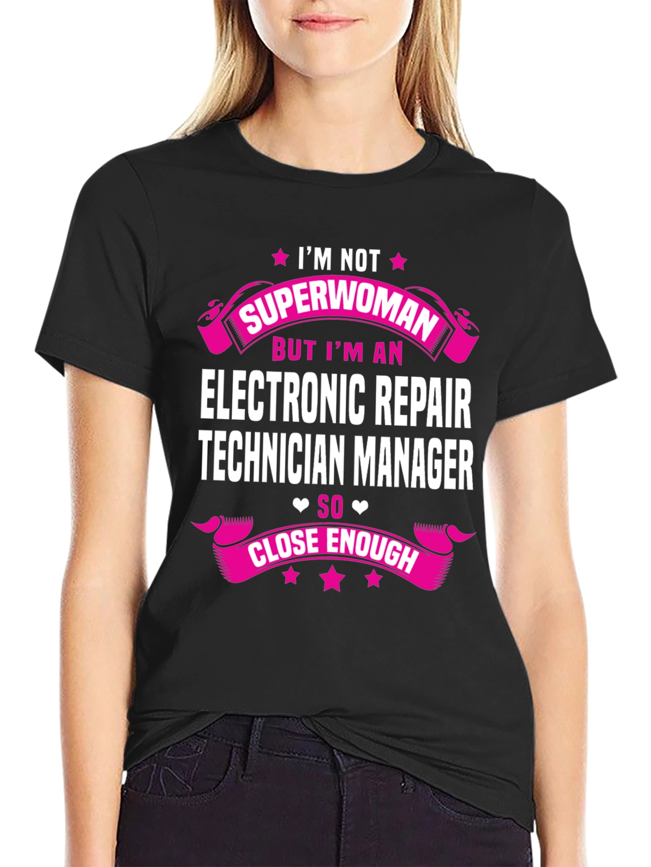 Black Electronic Repair Technician Manager Graphic Tee view 2