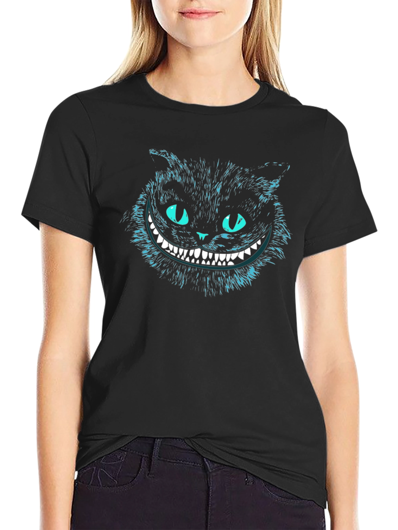 Black Cheshire Cat Graphic Tee view 2