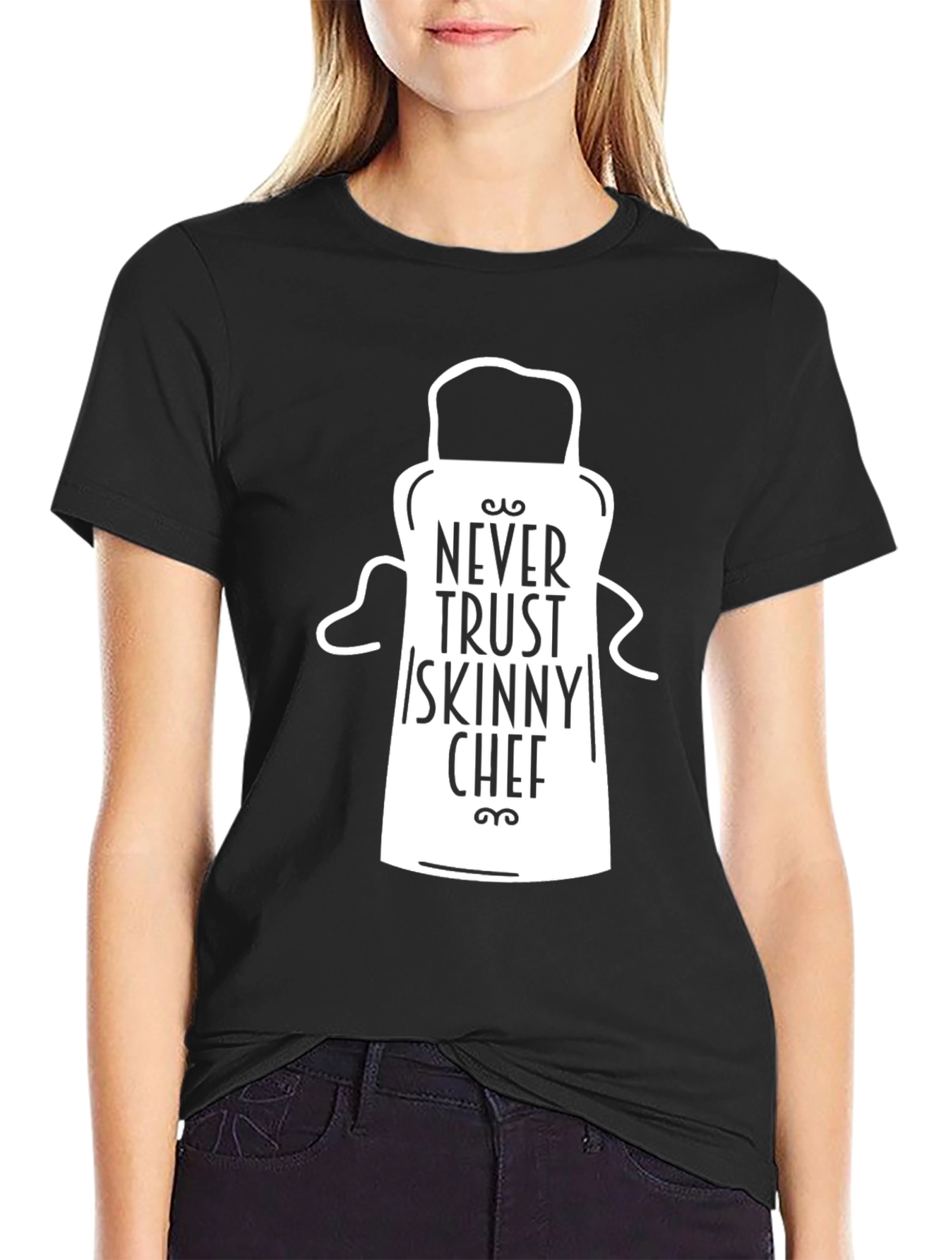 Black Never Trust Skinny Chef Graphic Tee - Unisex Black T-Shirt view 2