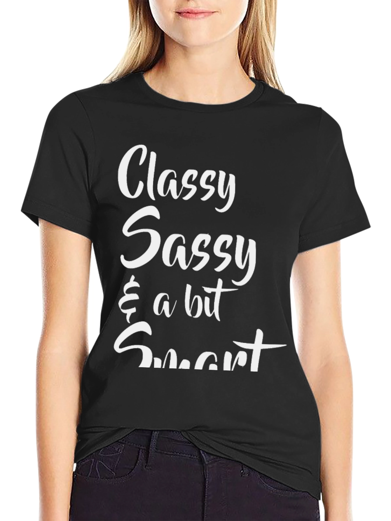 Black Classy Sassy & a Bit Smart Graphic Tee view 2