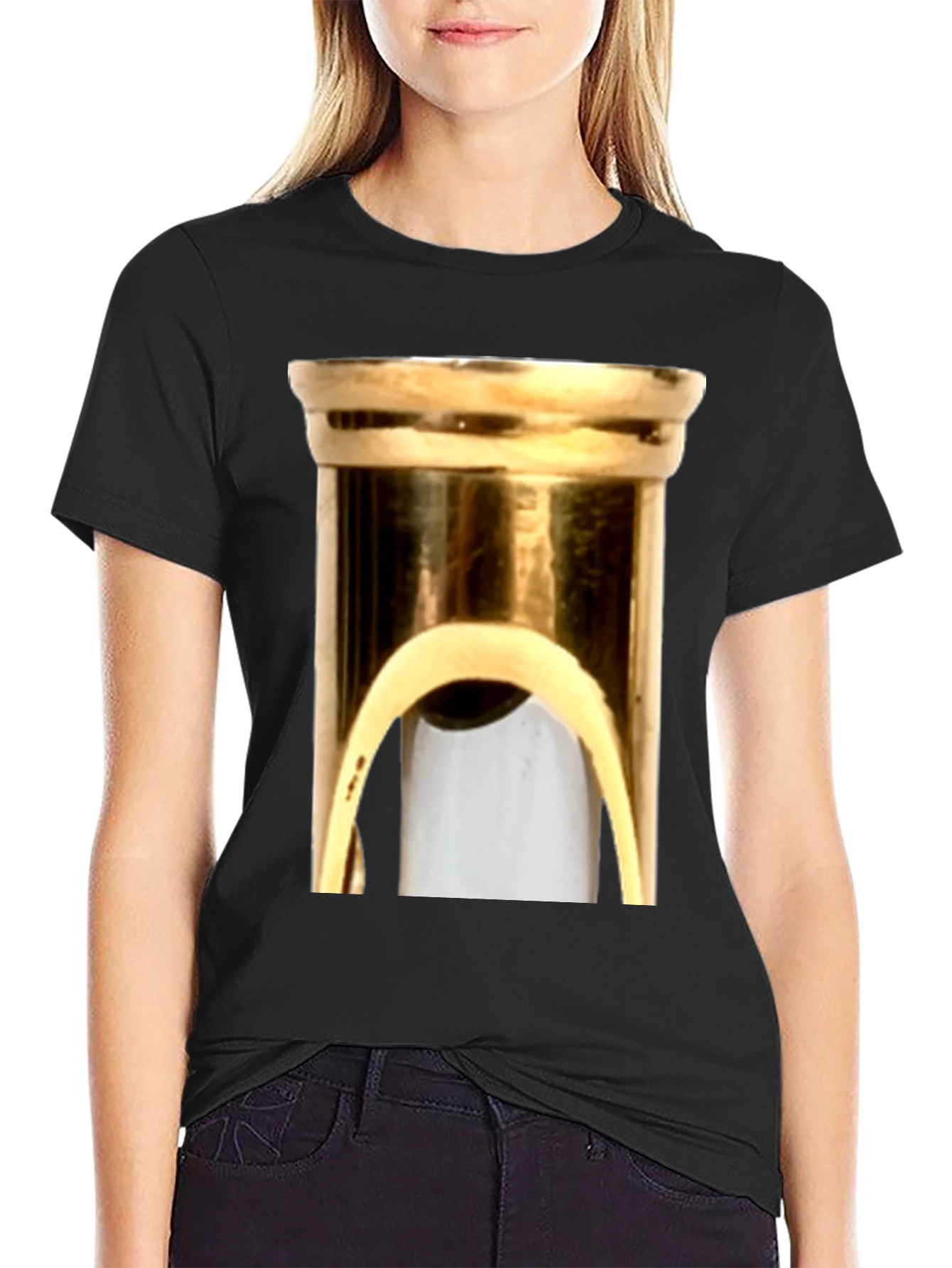 Black Abstract Brass Instrument Graphic Tee - Soft Cotton Blend view 2