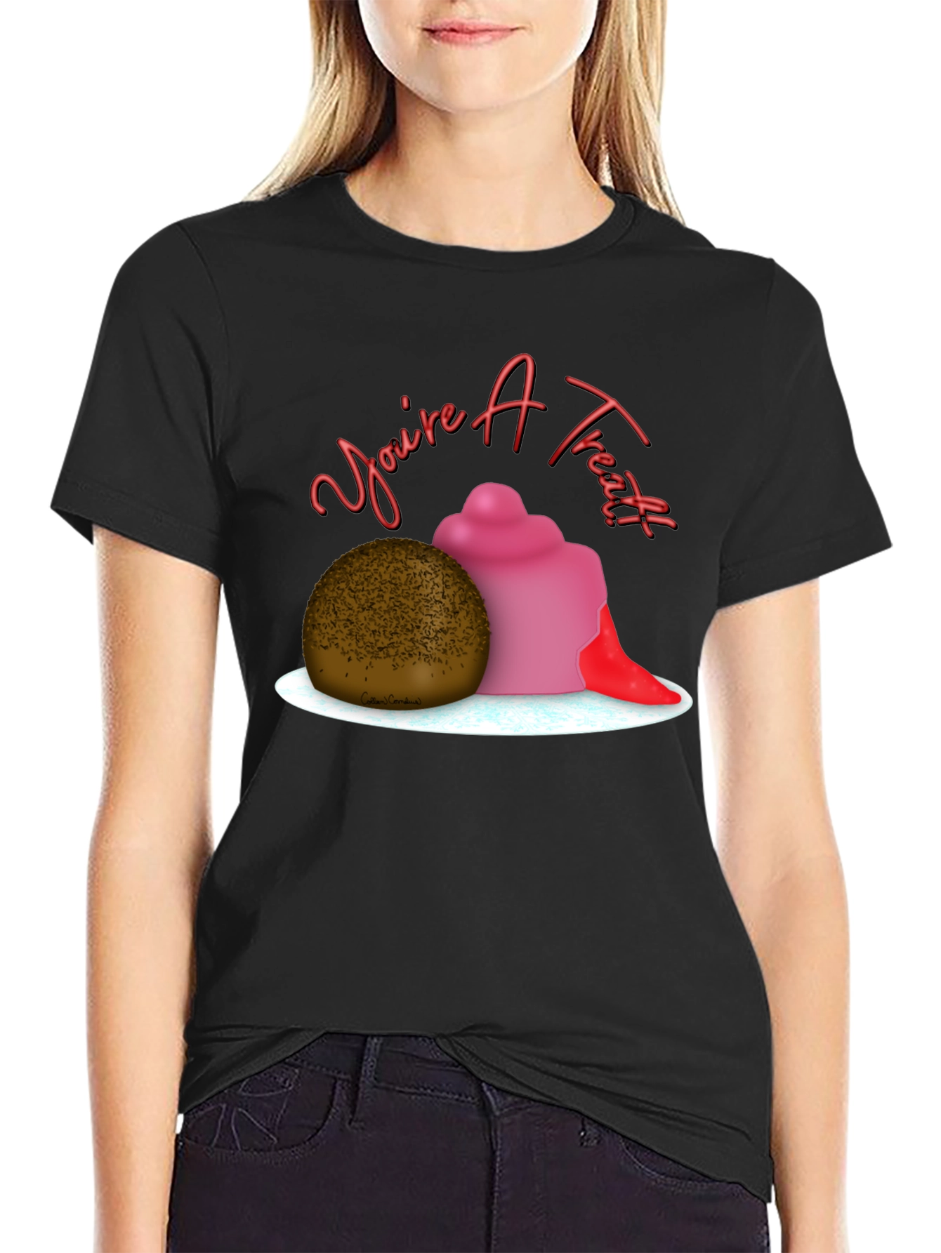 Black You're A Treat Dessert T-Shirt view 2