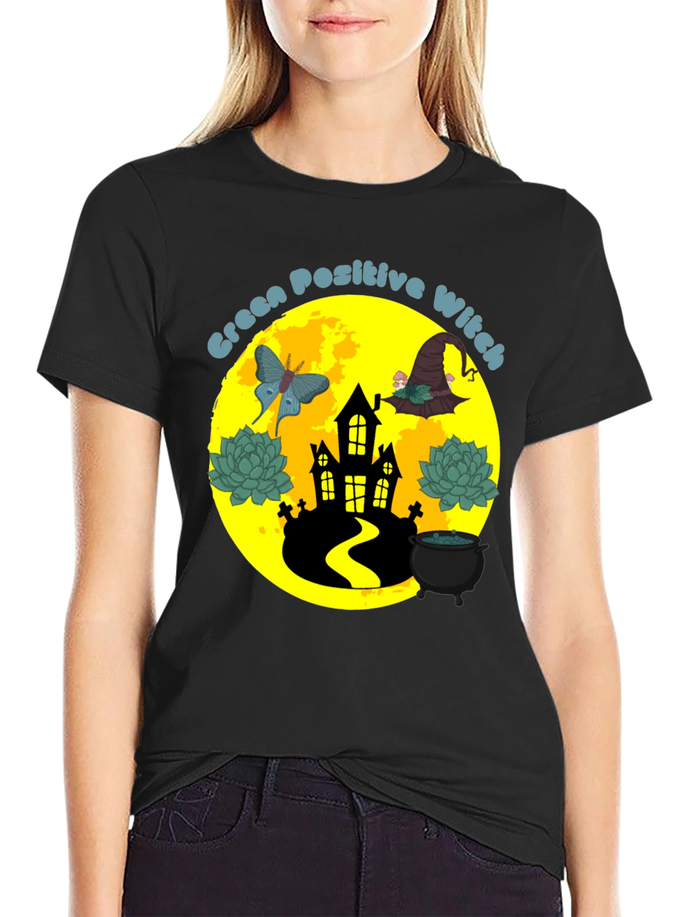 Black Green Positive Witch T-Shirt view 2