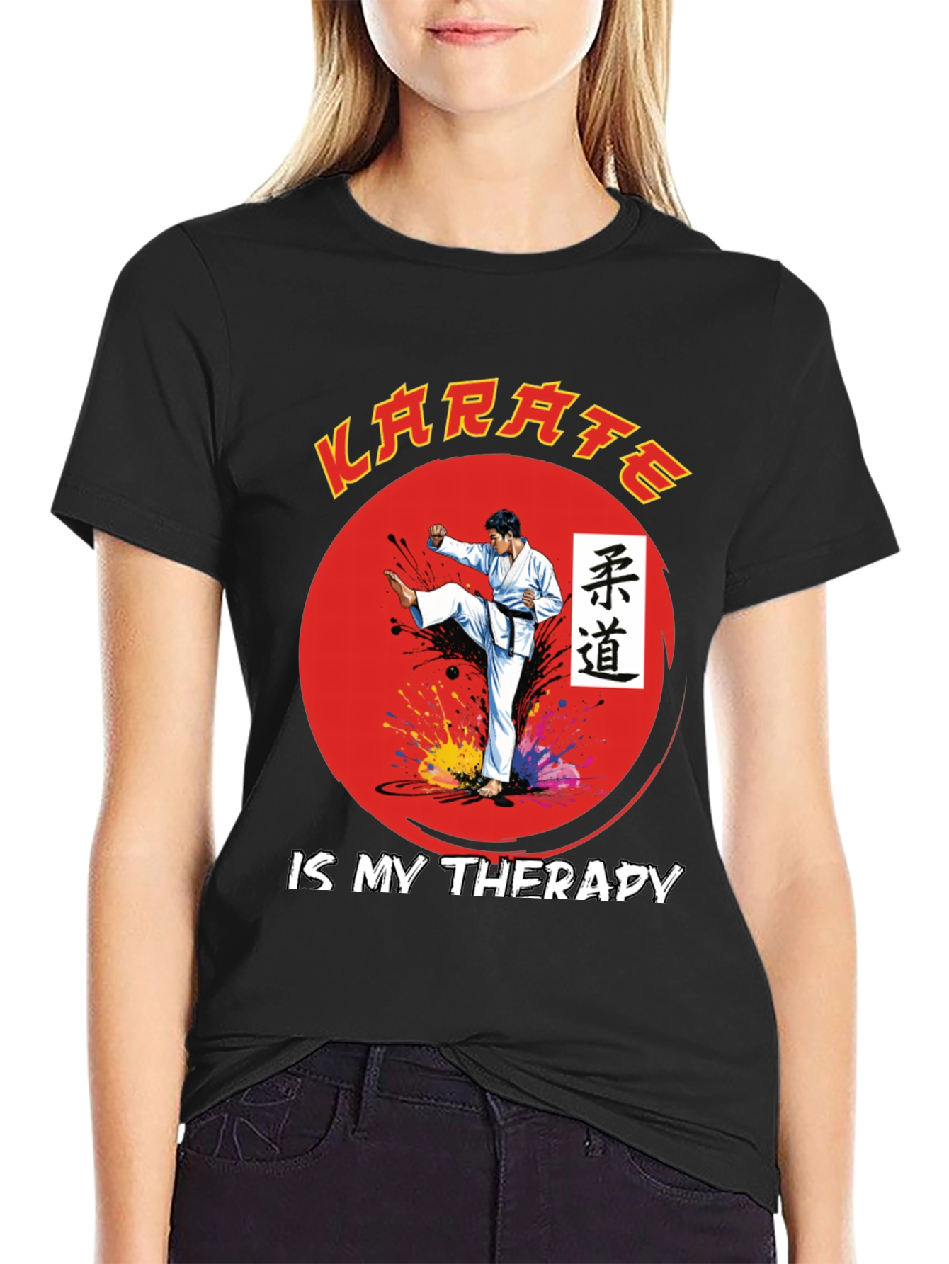 Black Karate is My Therapy Black T-Shirt view 2
